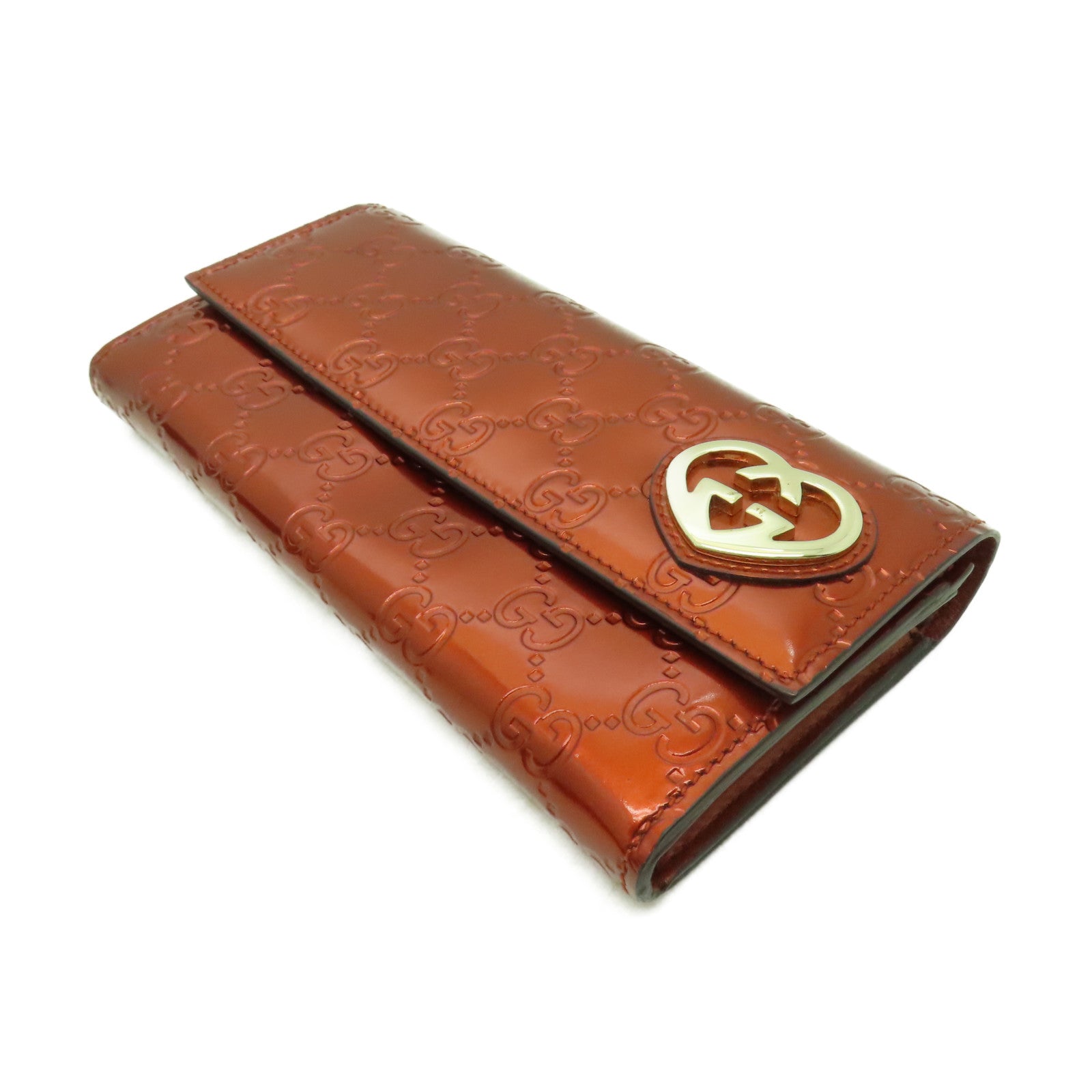 GUCCI 【激減優惠】漆皮皮革Long Wallet長錢包橙色