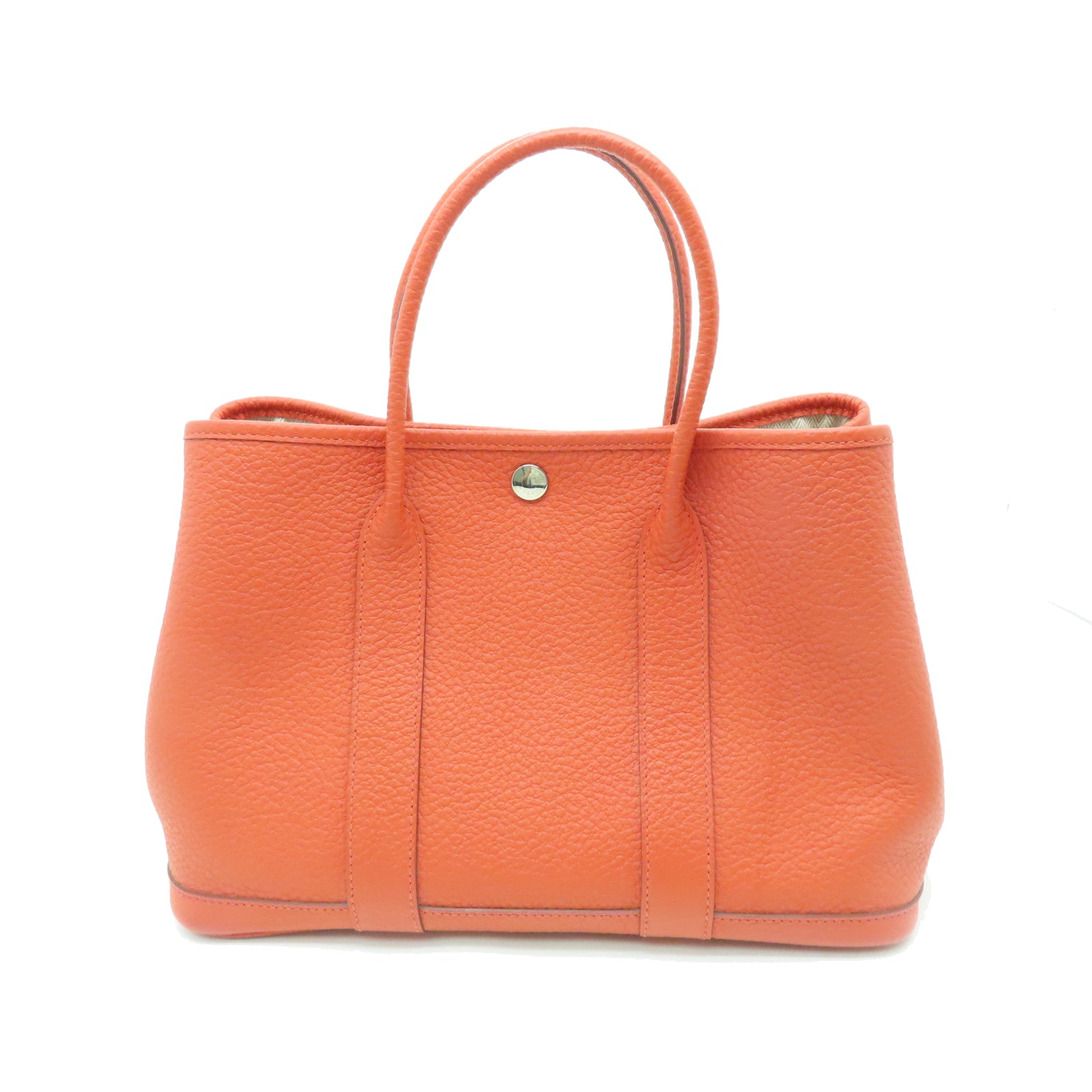 HERMES Togo Leather Garden Party TPM Silver Buckle Hand Bag Peony Red