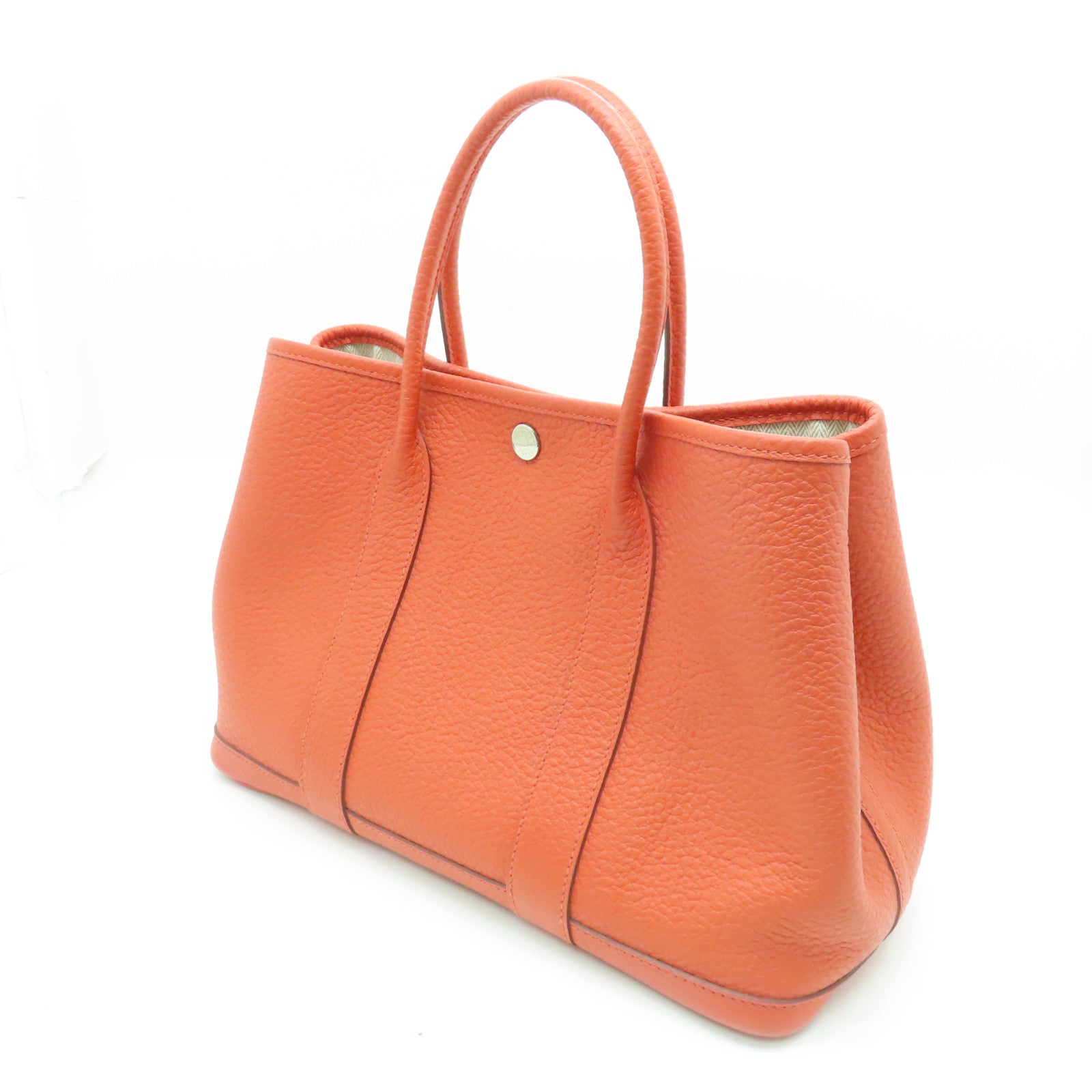 HERMES Togo Leather Garden Party TPM Silver Buckle Hand Bag Peony Red