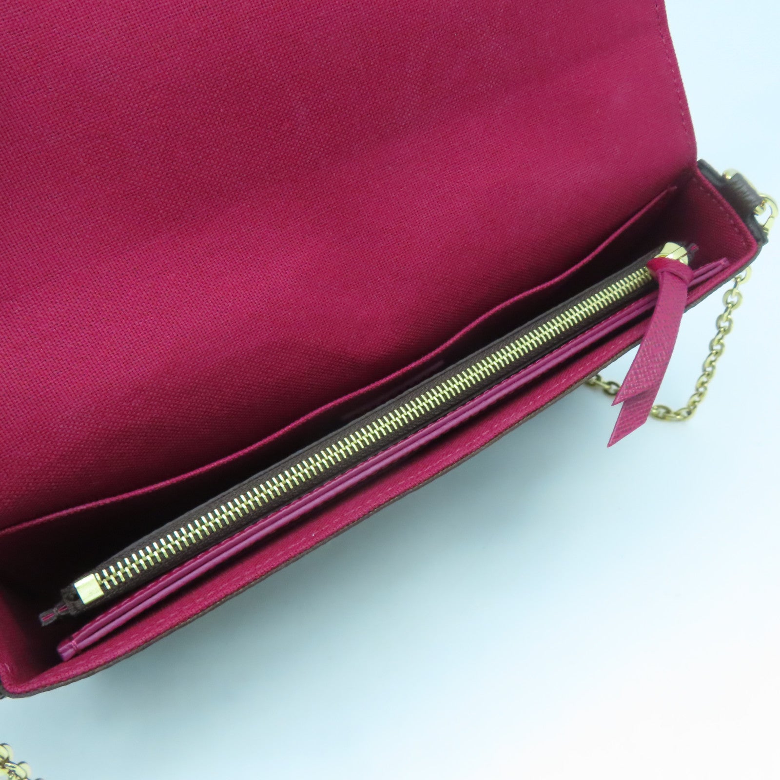 LOUIS VUITTON Monogram Pochette Felicie金扣鏈帶肩背袋啡色