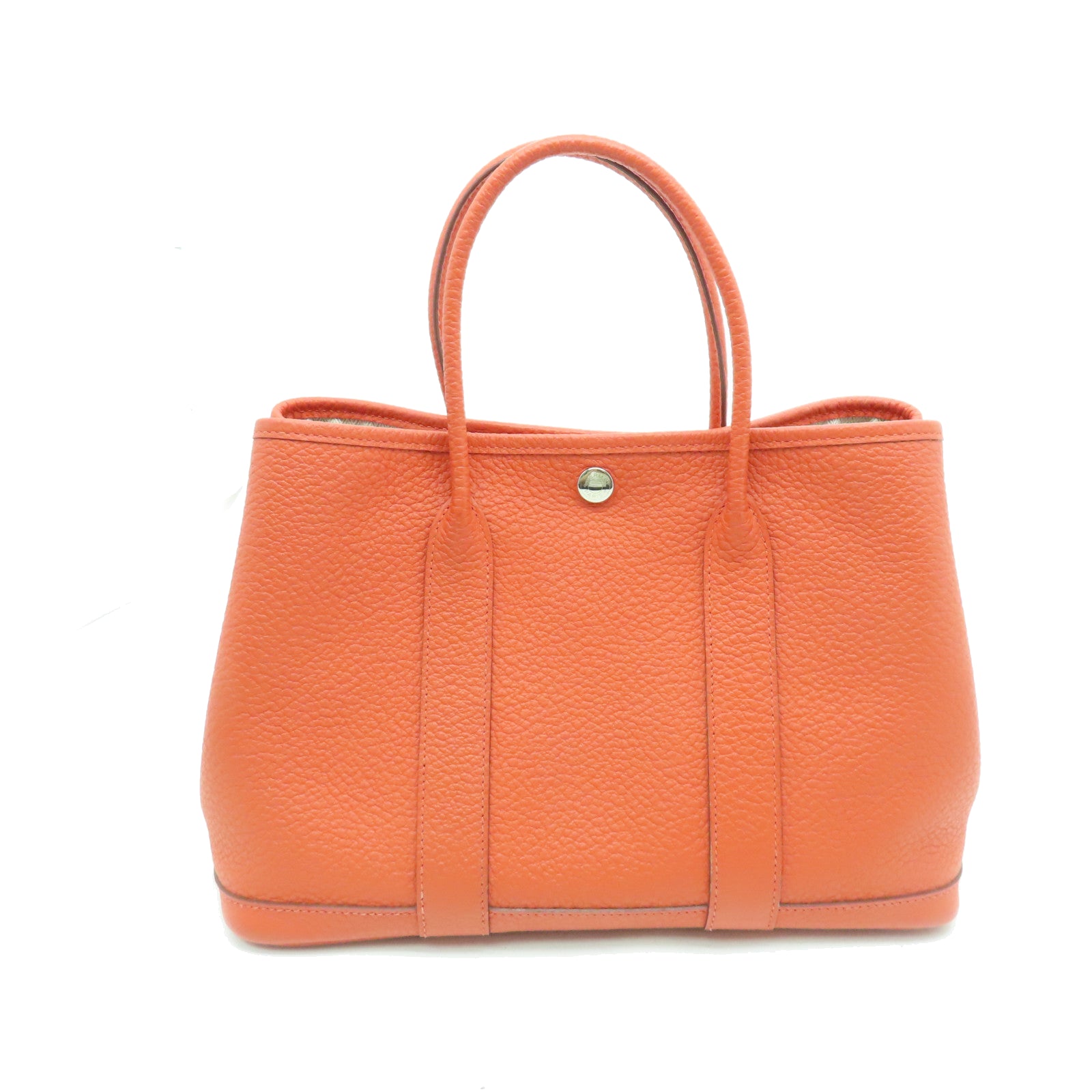 HERMES Togo Leather Garden Party TPM Silver Buckle Hand Bag Peony Red