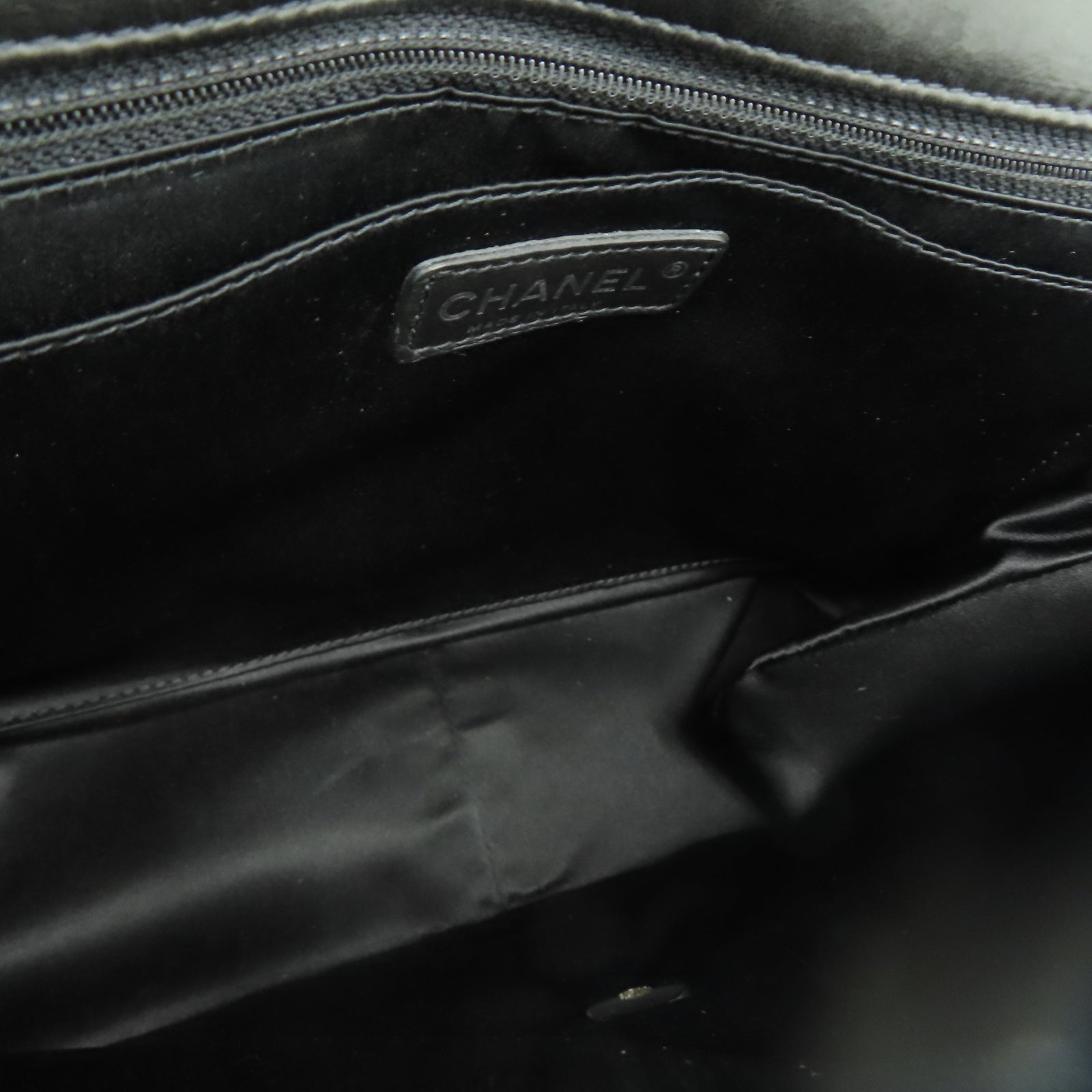 CHANEL 菱格牛皮皮革Shoulder Bag銀扣鏈帶肩背袋黑色