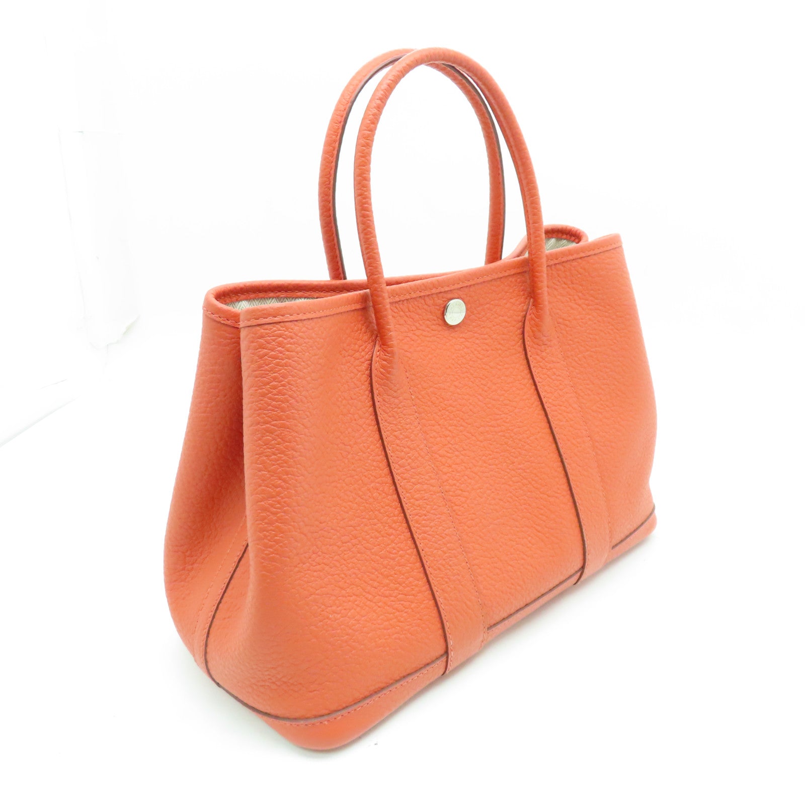 HERMES Togo Leather Garden Party TPM Silver Buckle Hand Bag Peony Red