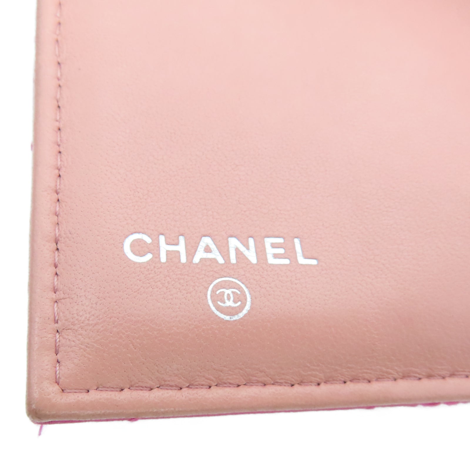 CHANEL 羊皮皮革Wallet银扣钱包粉红色