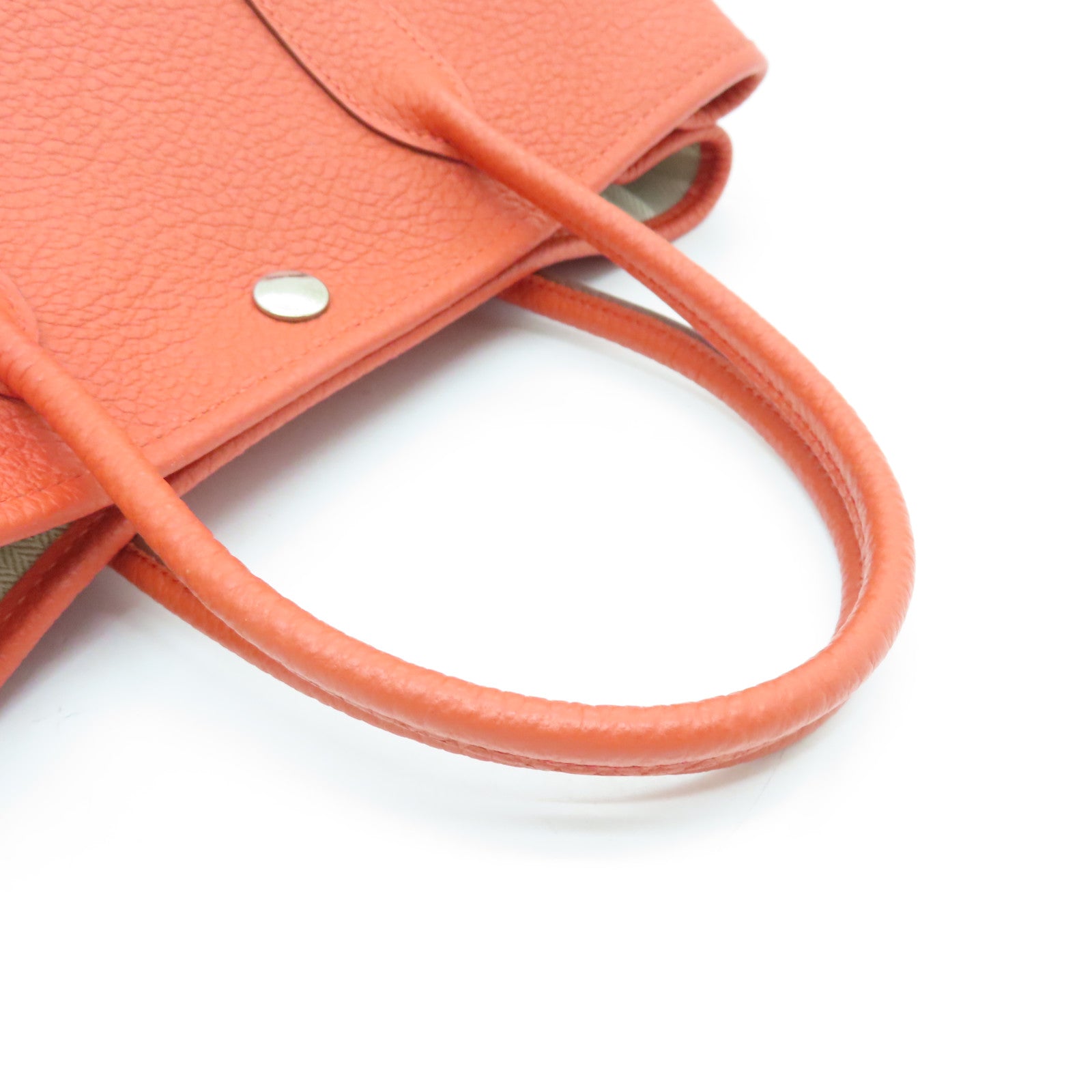 HERMES Togo Leather Garden Party TPM Silver Buckle Hand Bag Peony Red