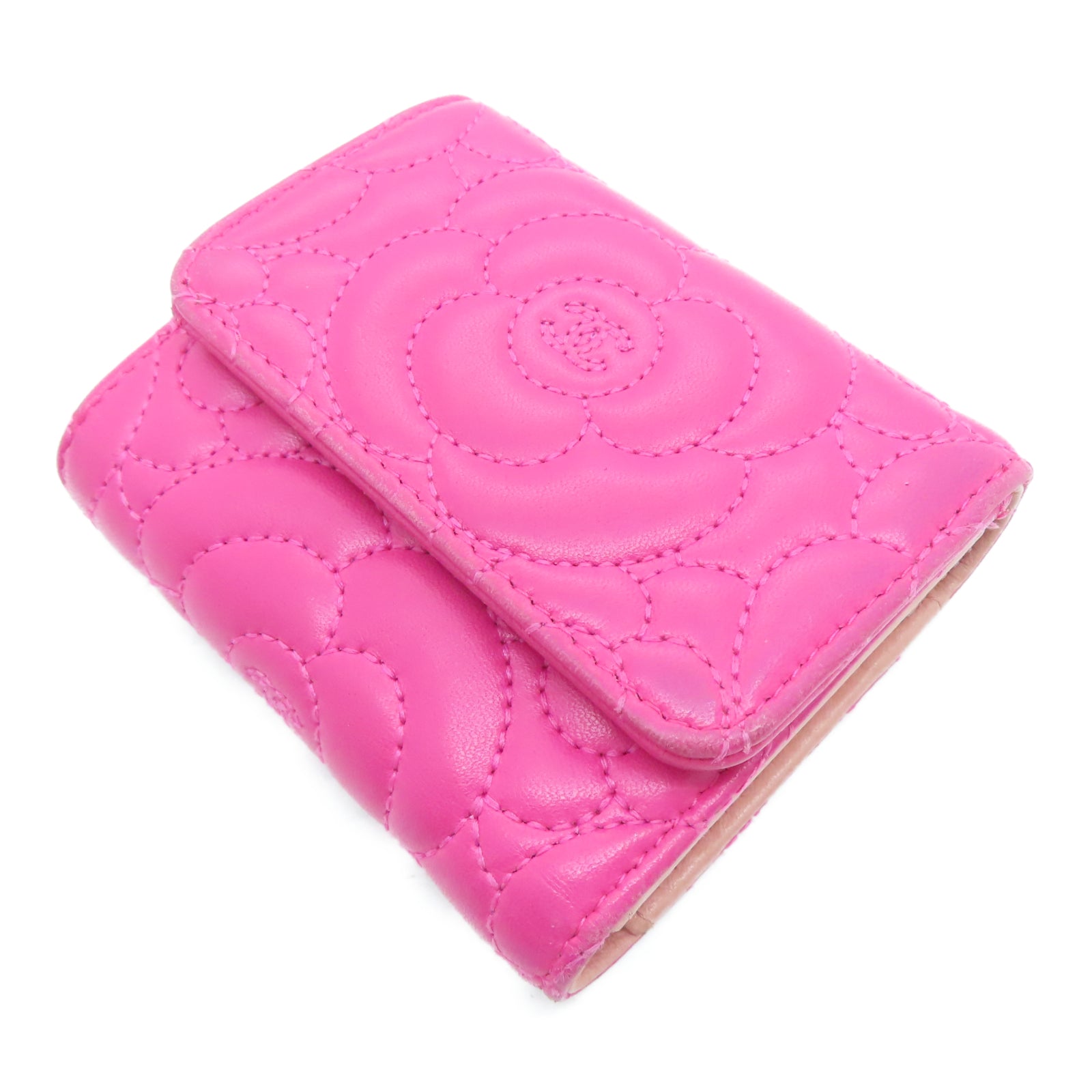 CHANEL 羊皮皮革Wallet银扣钱包粉红色