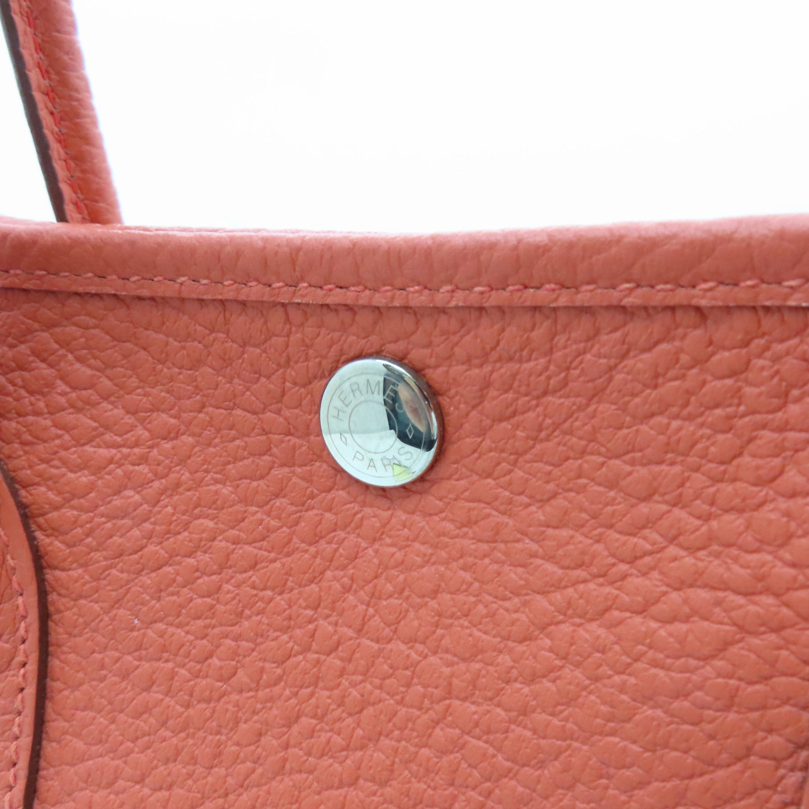 HERMES Togo Leather Garden Party TPM Silver Buckle Hand Bag Peony Red