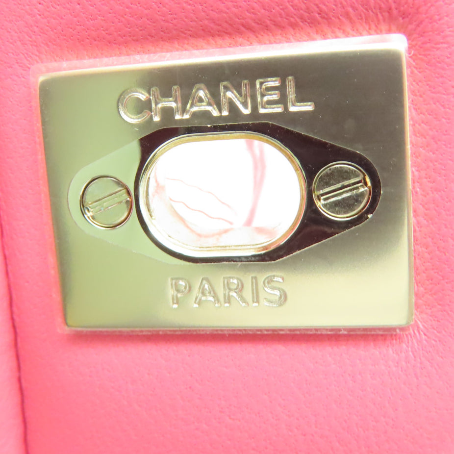 CHANEL 【激减优惠】布Chain Shoulder金扣链带肩背袋粉红色