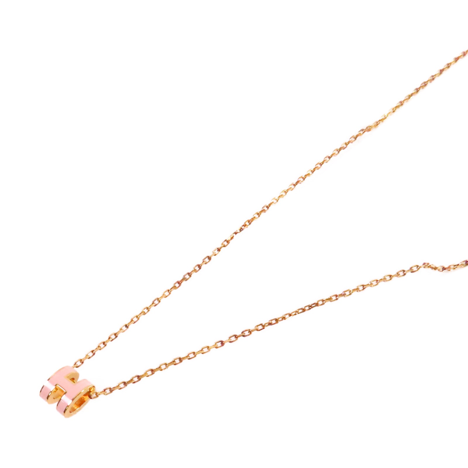 HERMES 金屬/琺瑯Mini Pop H Necklace項鏈粉紅色/金色