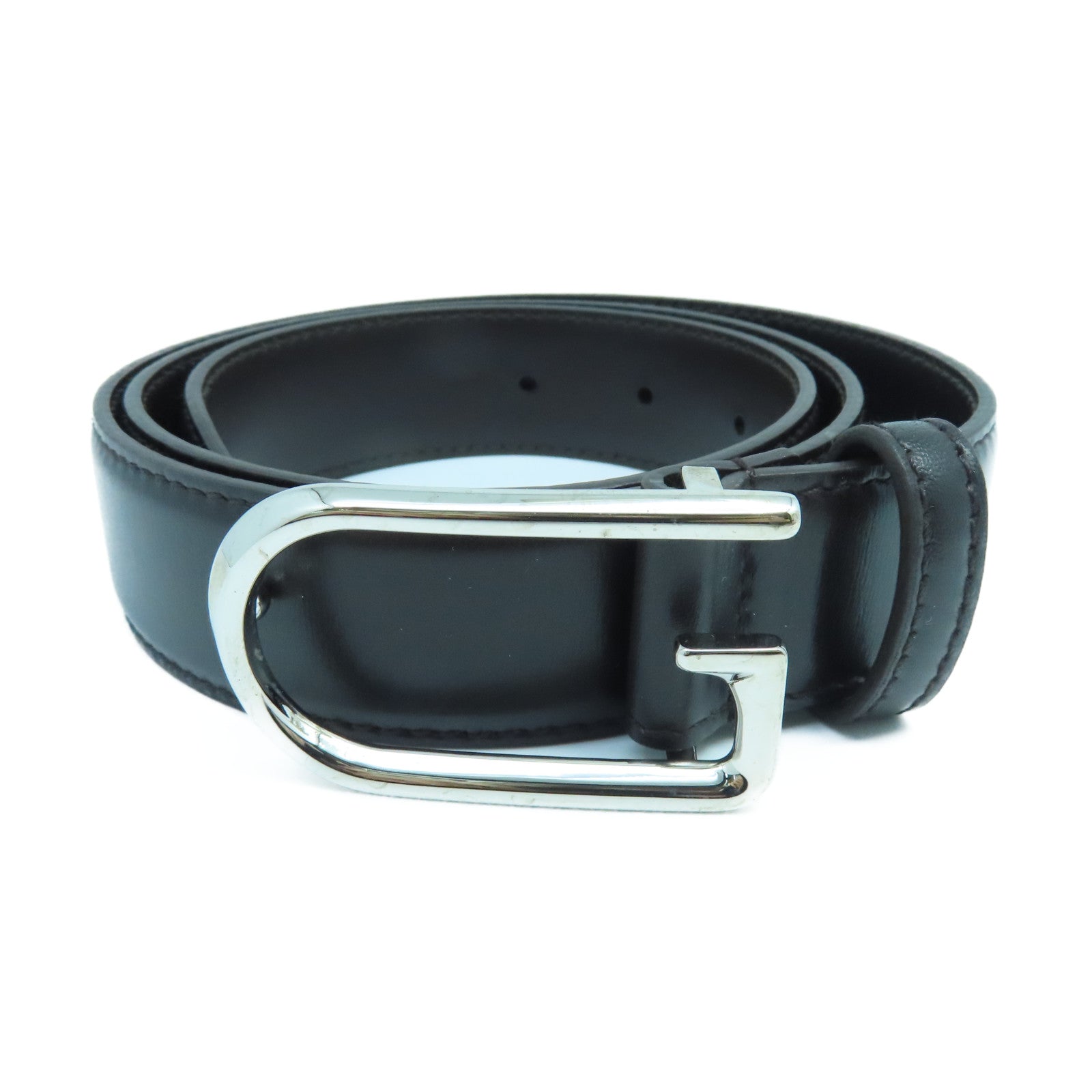 GUCCI 【激減優惠】牛皮皮革Belt銀扣皮帶黑色