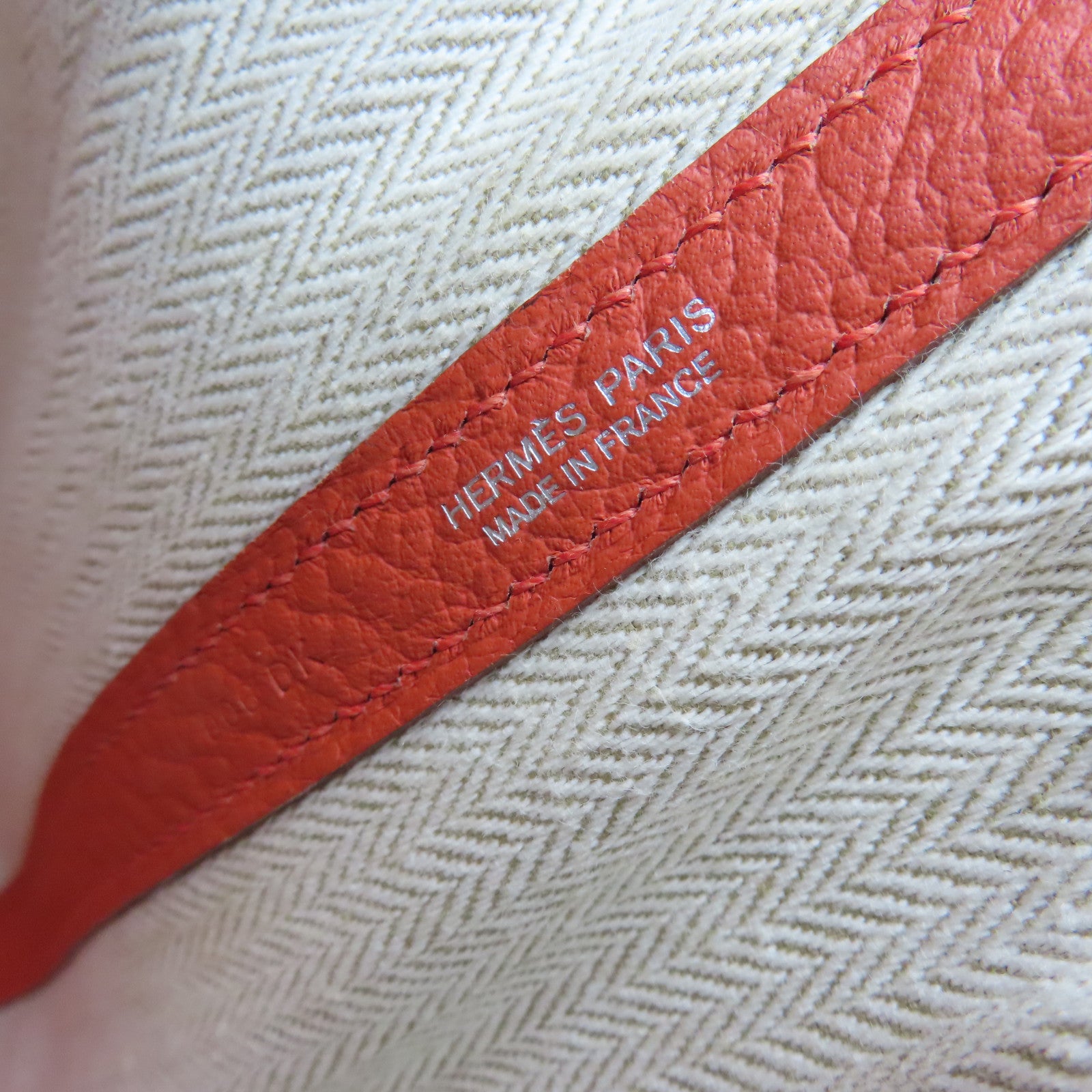 HERMES Togo Leather Garden Party TPM Silver Buckle Hand Bag Peony Red