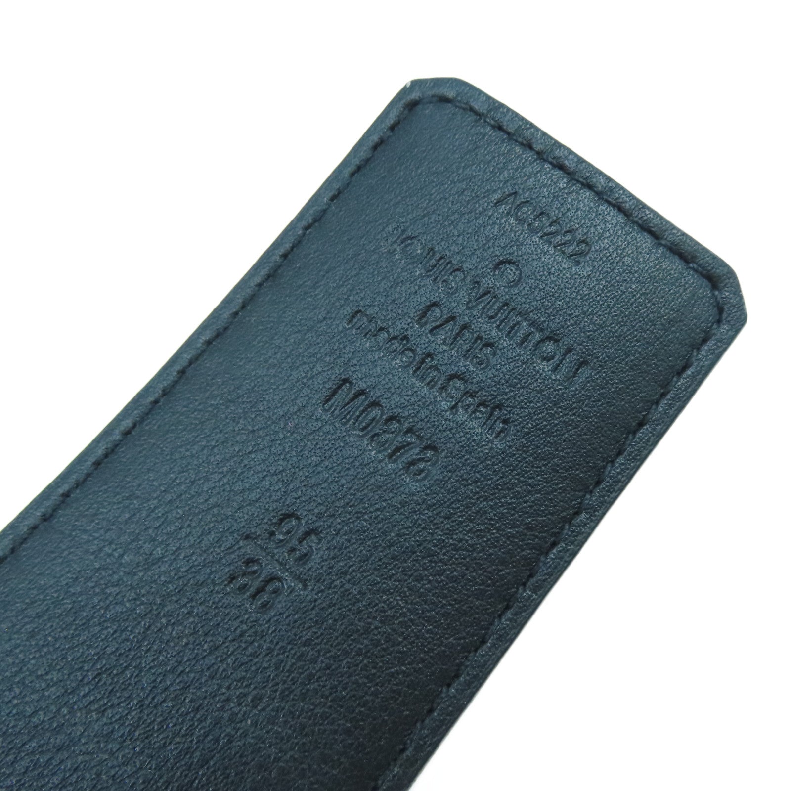 LOUIS VUITTON Monogram Eclipse Reverse Lv Line銀扣皮帶灰色/黑色