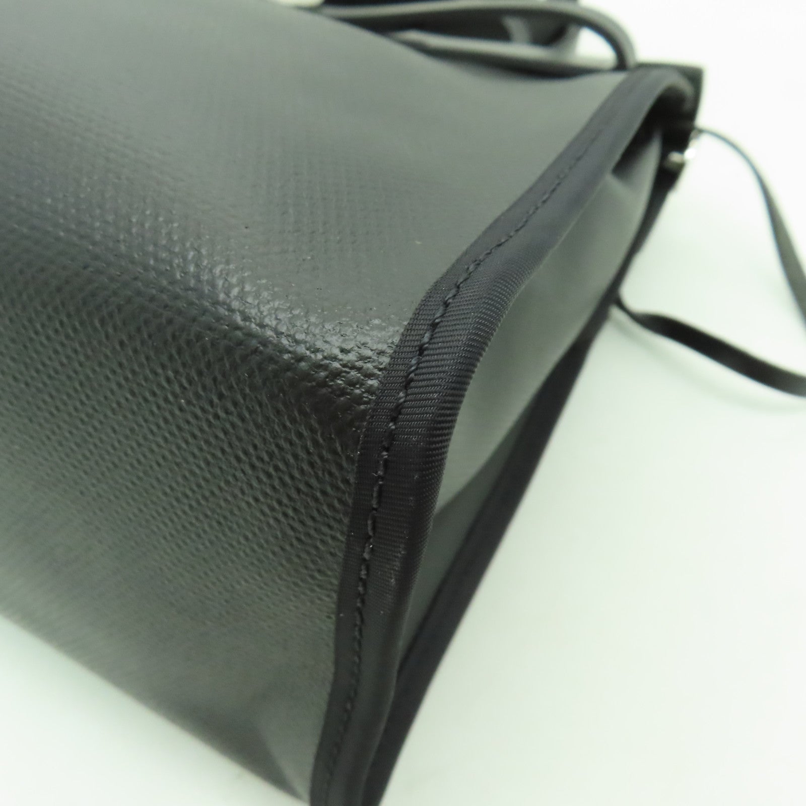 HERMES 牛皮皮革/帆布Herbag PM銀扣手挽肩背兩用袋黑色