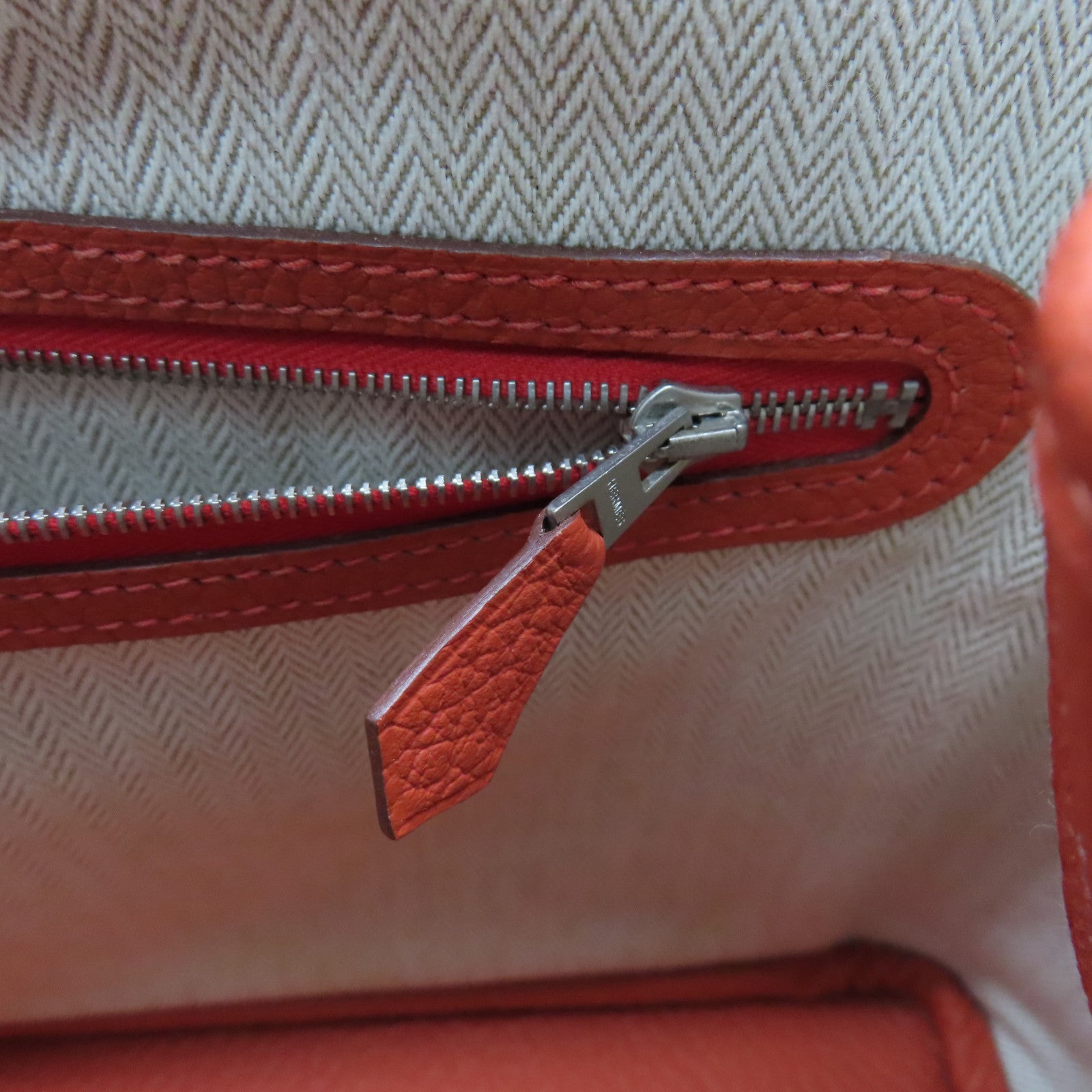HERMES Togo Leather Garden Party TPM Silver Buckle Hand Bag Peony Red