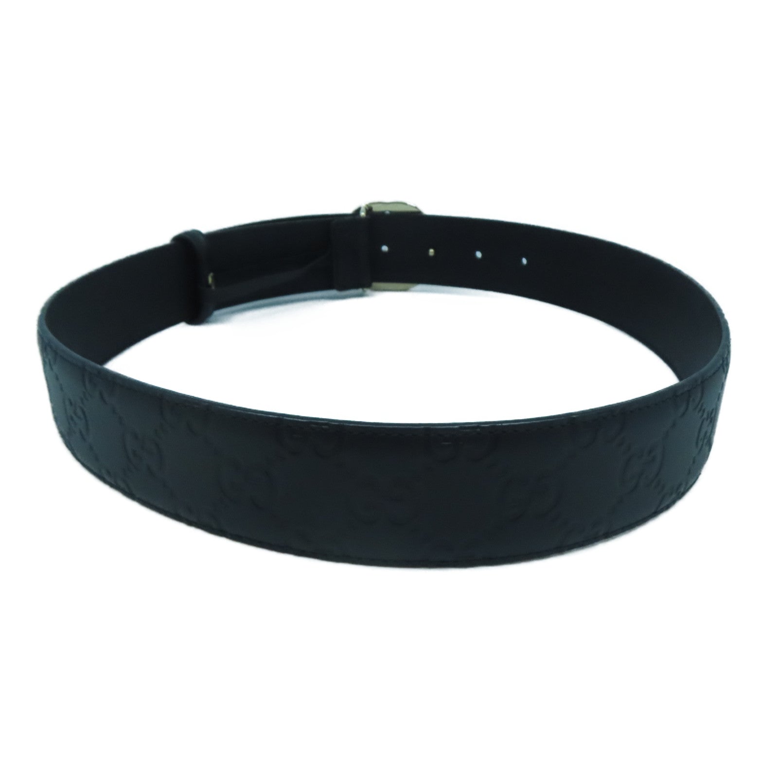 GUCCI 牛皮皮革Belt 75cm銀扣皮帶黑色