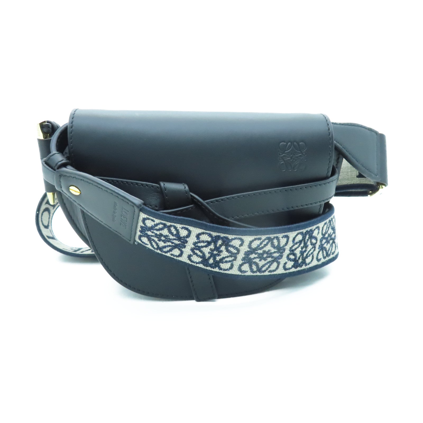 LOEWE 牛皮皮革Mini Gate Dual Bag金扣肩背袋黑色