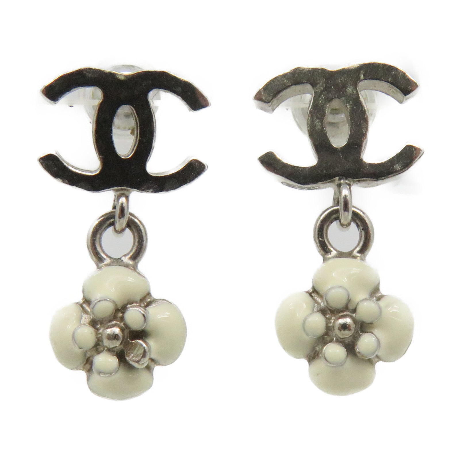 CHANEL metal CC Earrings earrings beige