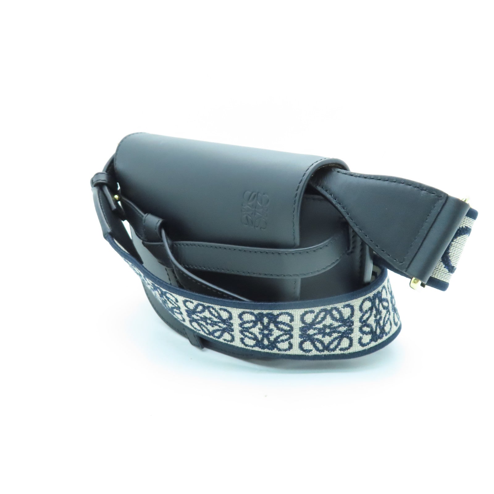 LOEWE 牛皮皮革Mini Gate Dual Bag金扣肩背袋黑色