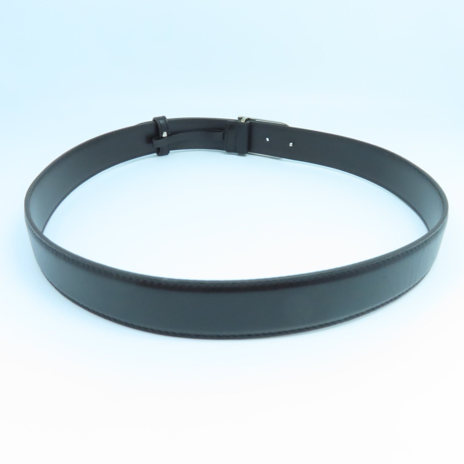 GUCCI 【激減優惠】牛皮皮革Belt銀扣皮帶黑色