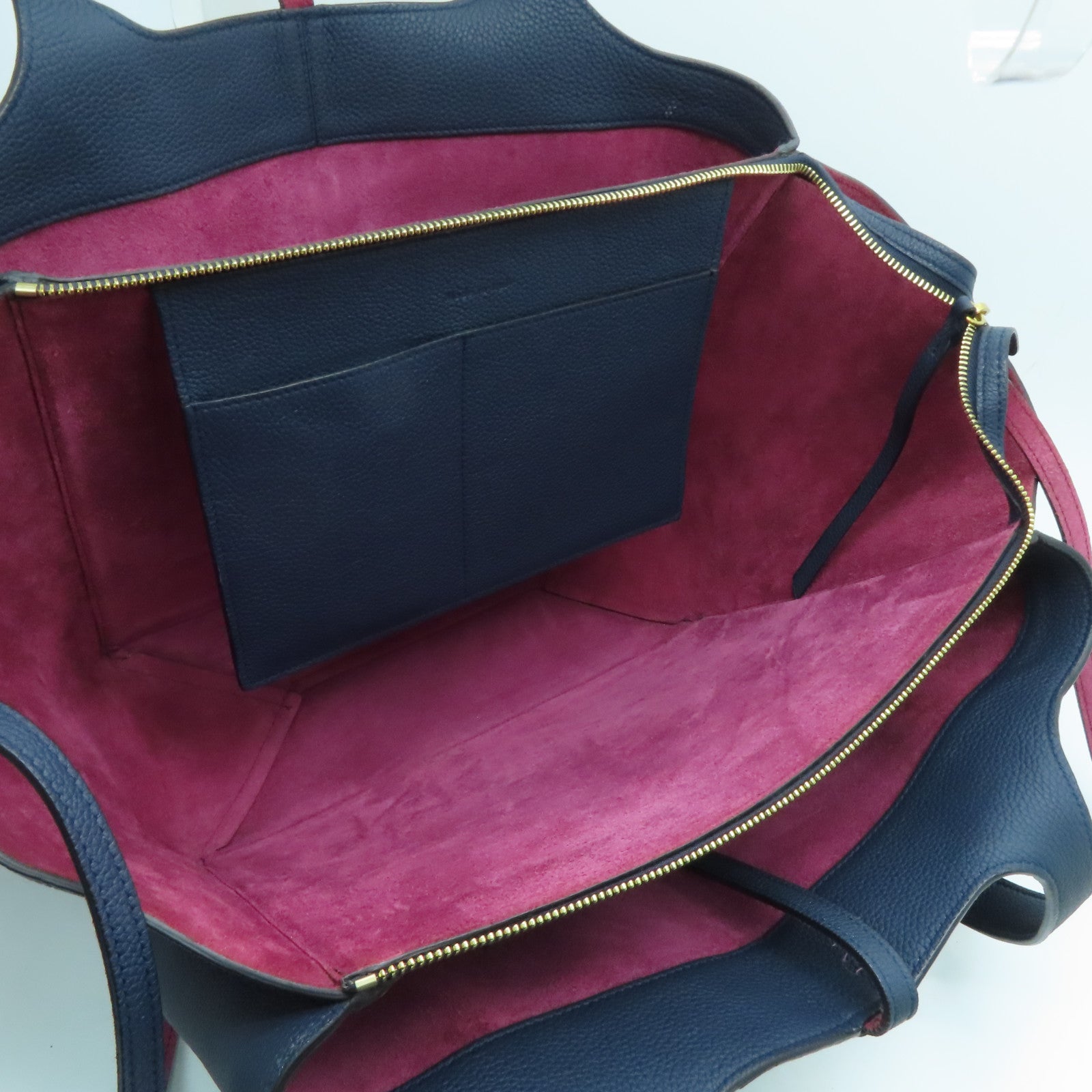CELINE 【激減優惠】牛皮皮革Trifold Tote金扣肩背袋藍色紅色