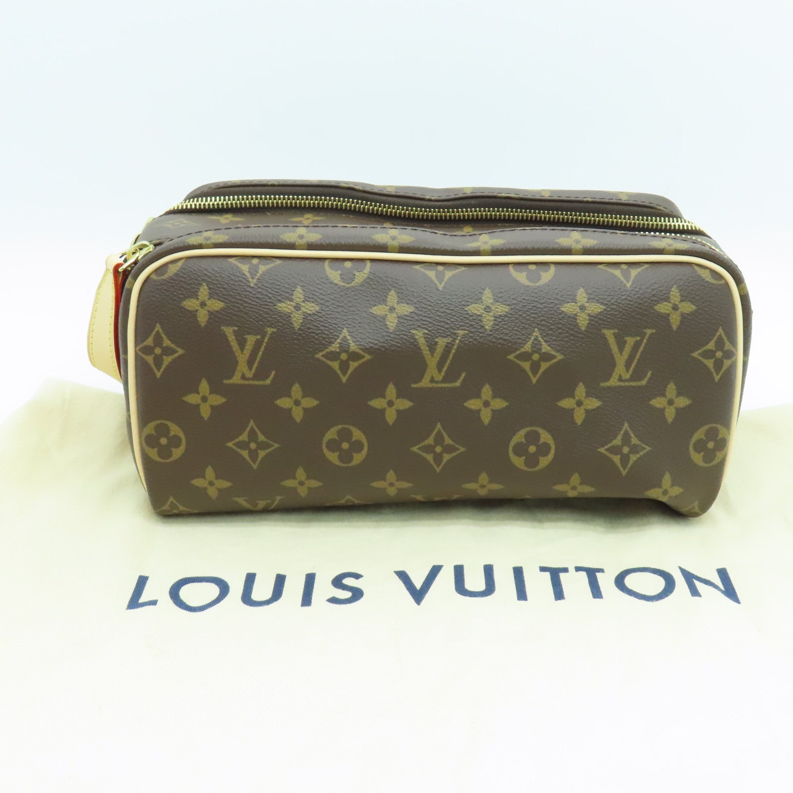 LOUIS VUITTON Monogram Dopp金扣手拿包啡色