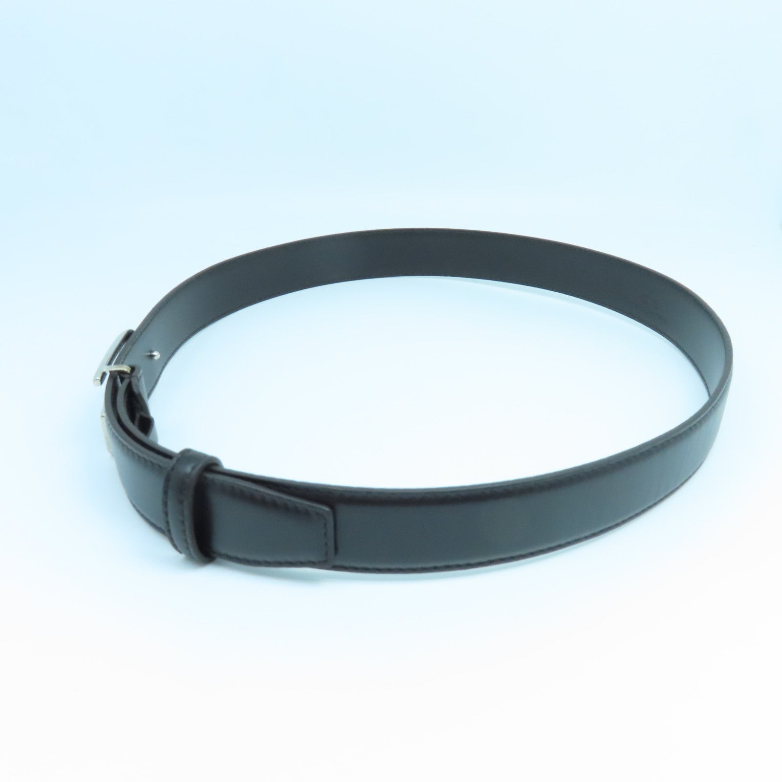 GUCCI 【激減優惠】牛皮皮革Belt銀扣皮帶黑色