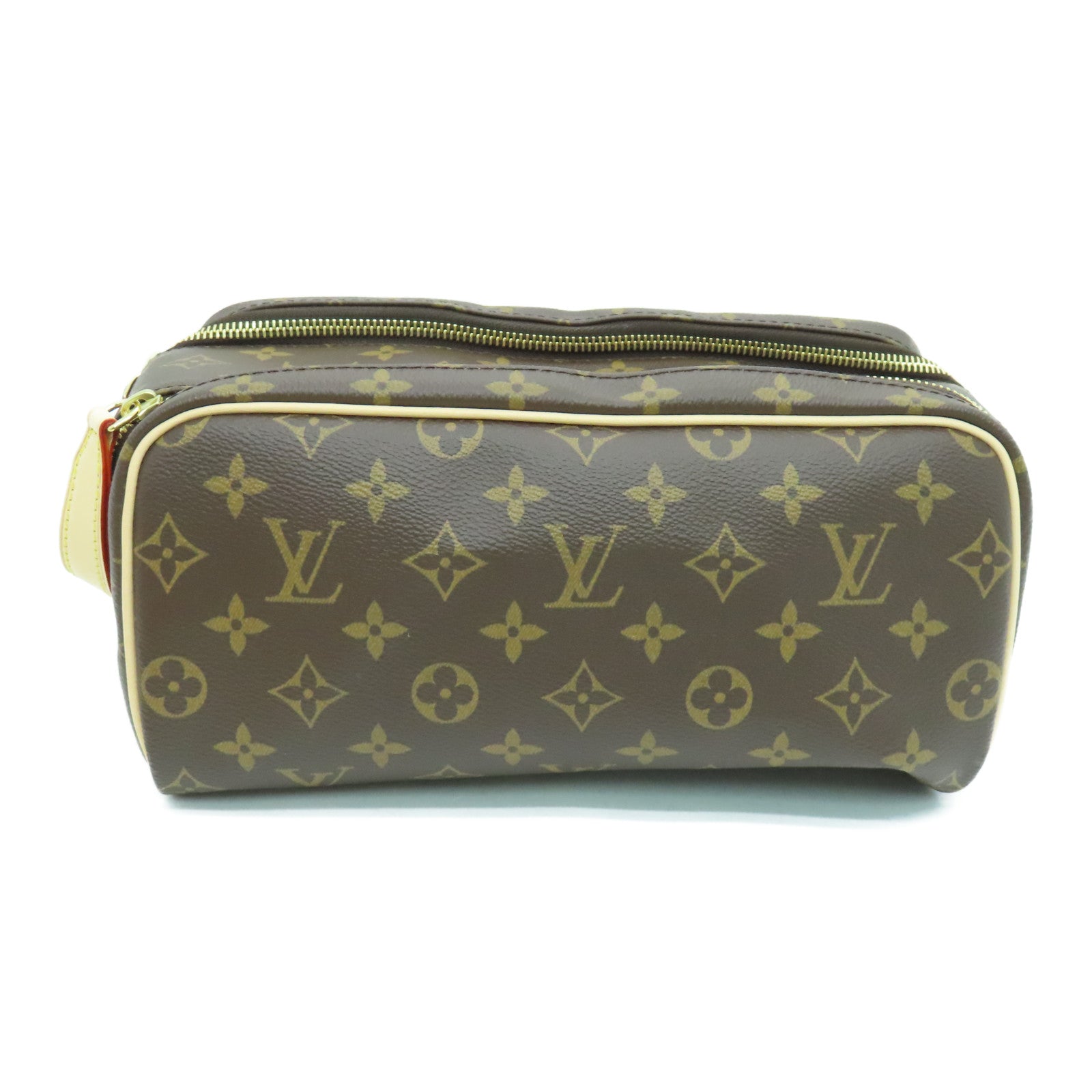 LOUIS VUITTON Monogram Dopp金扣手拿包啡色