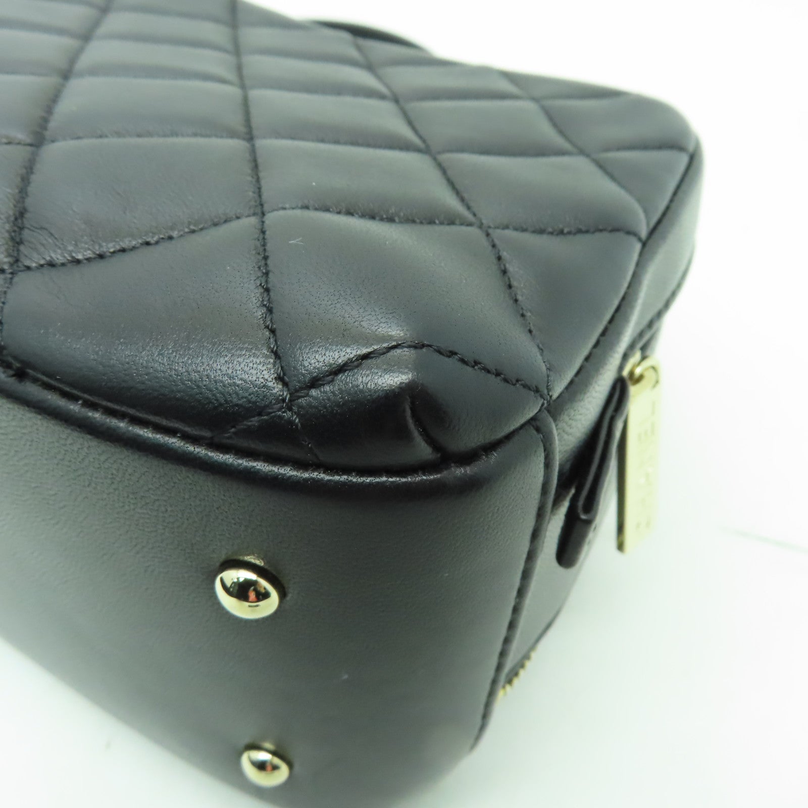 CHANEL 菱格羊皮皮革Small Trendy CC Bowling Bag金扣鏈帶肩背袋黑色