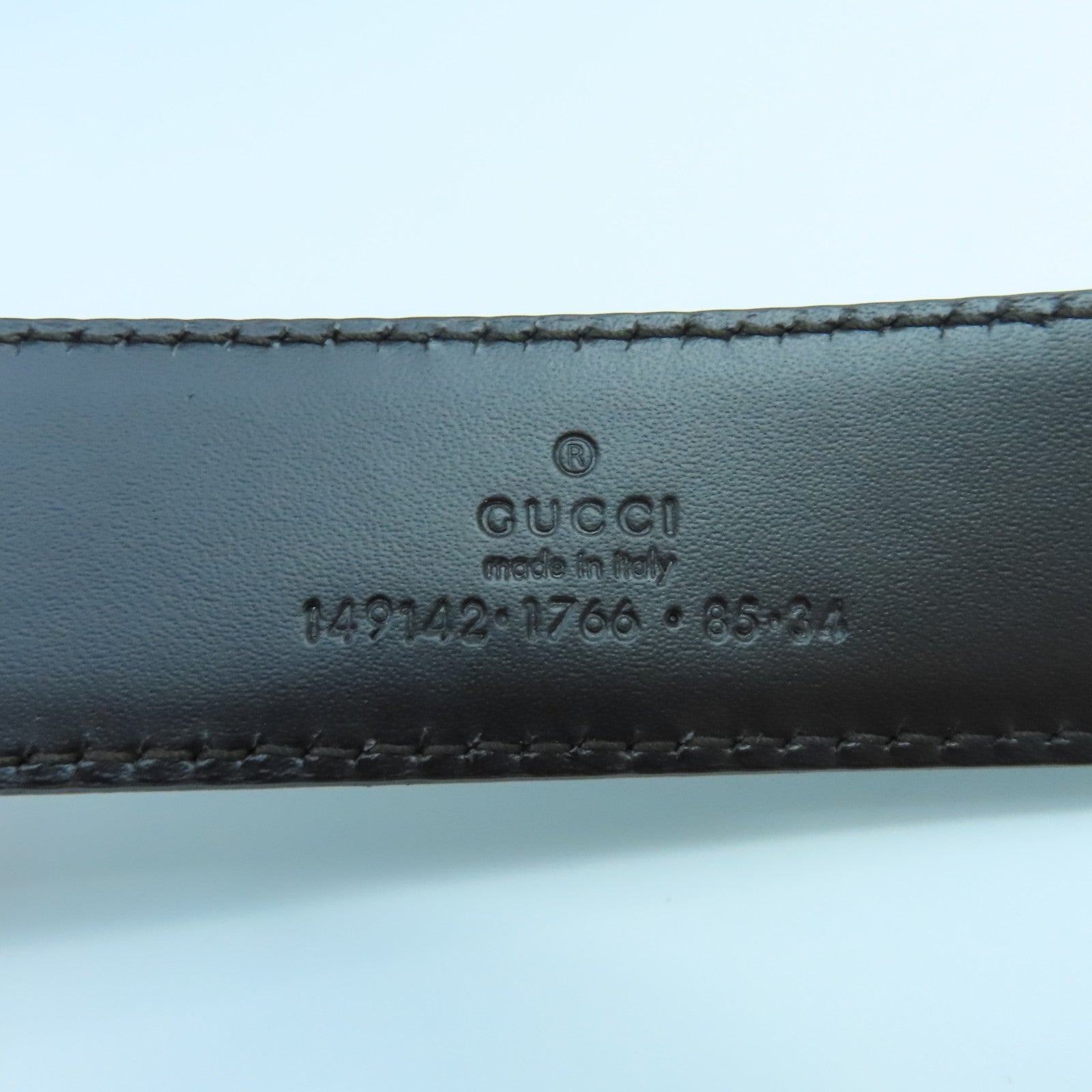 GUCCI 【激減優惠】牛皮皮革Belt銀扣皮帶黑色