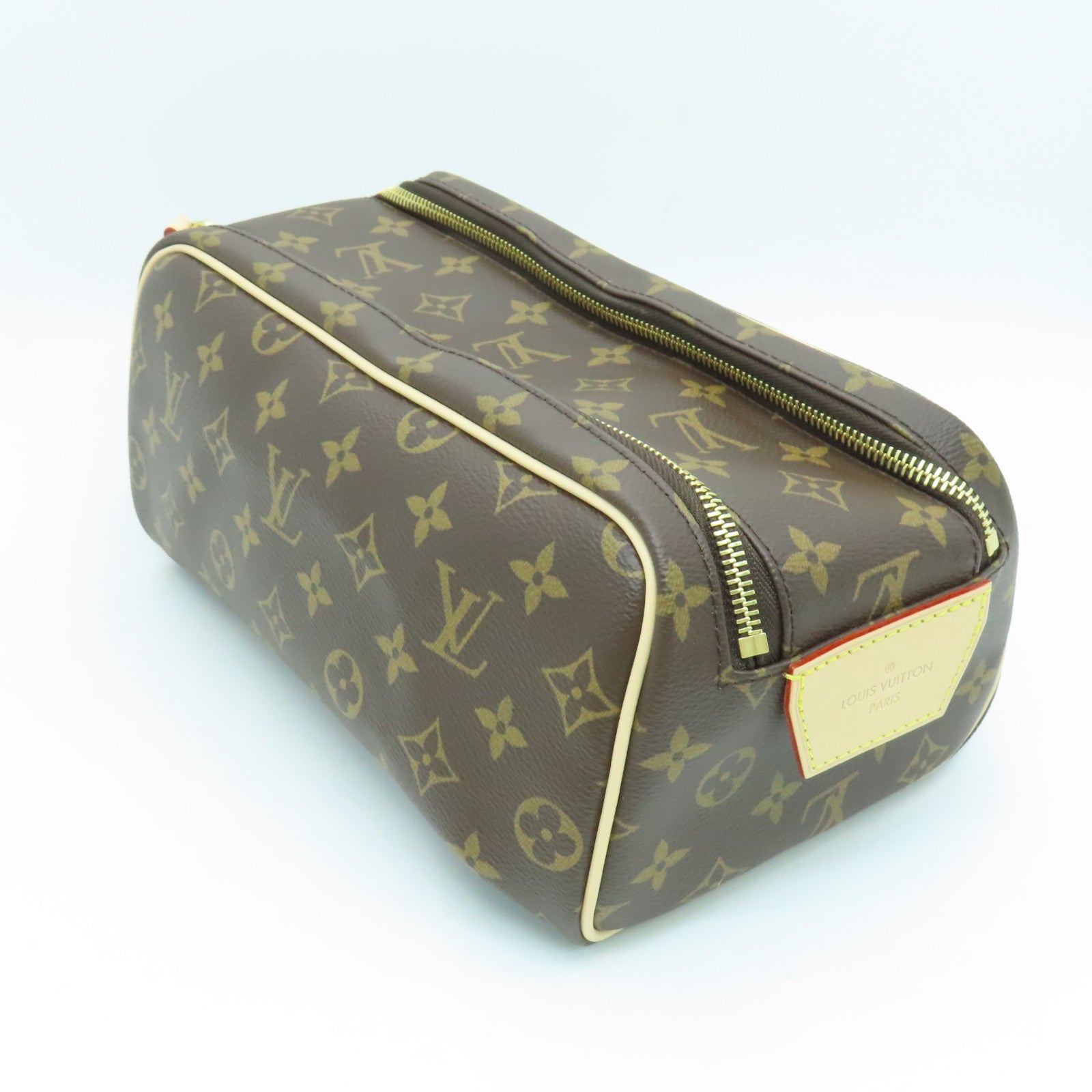 LOUIS VUITTON Monogram Dopp金扣手拿包啡色