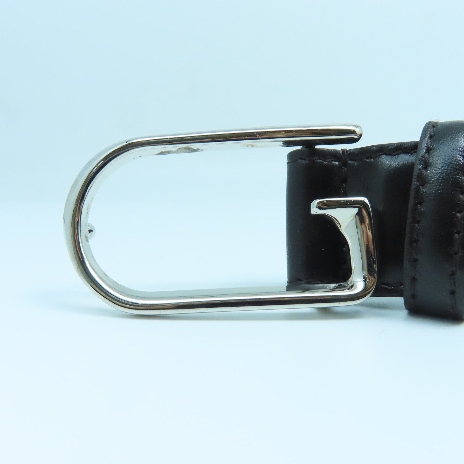 GUCCI 【激減優惠】牛皮皮革Belt銀扣皮帶黑色