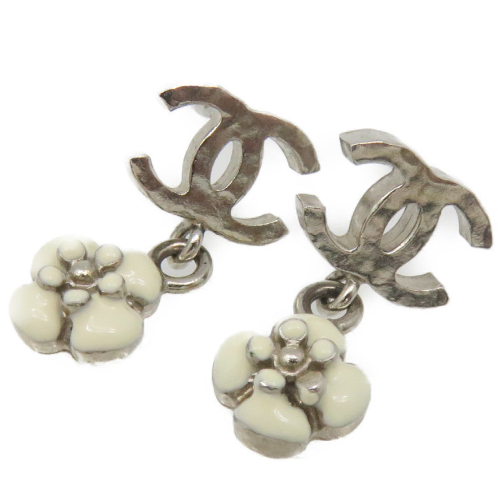 CHANEL metal CC Earrings earrings beige