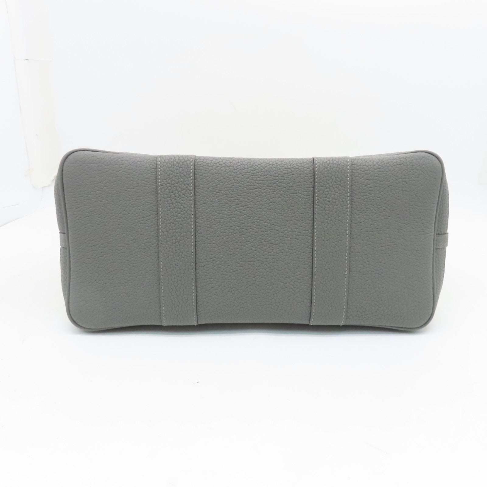 HERMES Toile Militaire GardenParty PM Silver Button Handle Bag Oil White/Gray