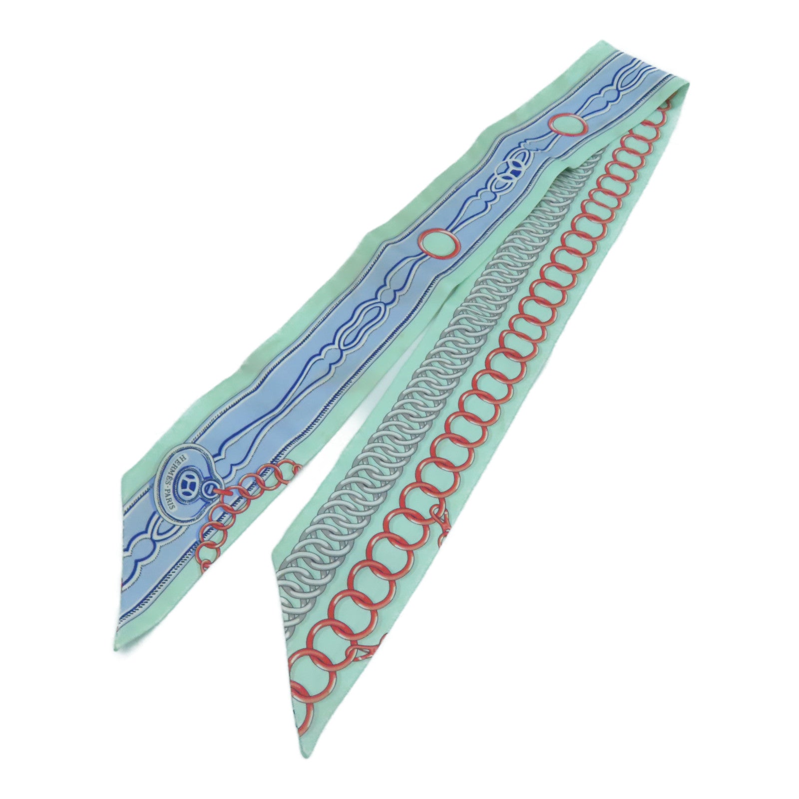 HERMES 丝质Twilly丝巾绿色