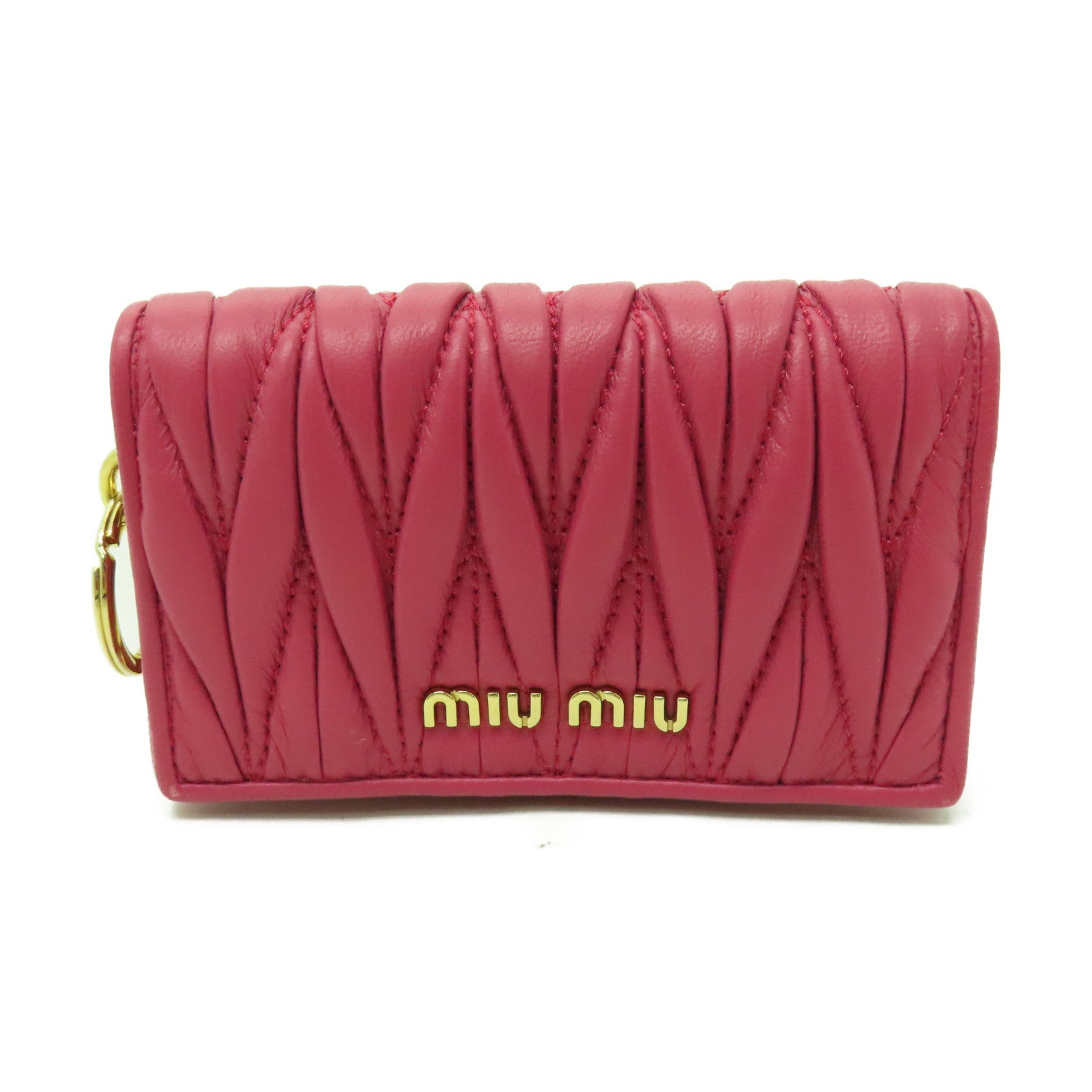 Miu Miu 羊皮皮革Card Case金扣卡片套粉紅色