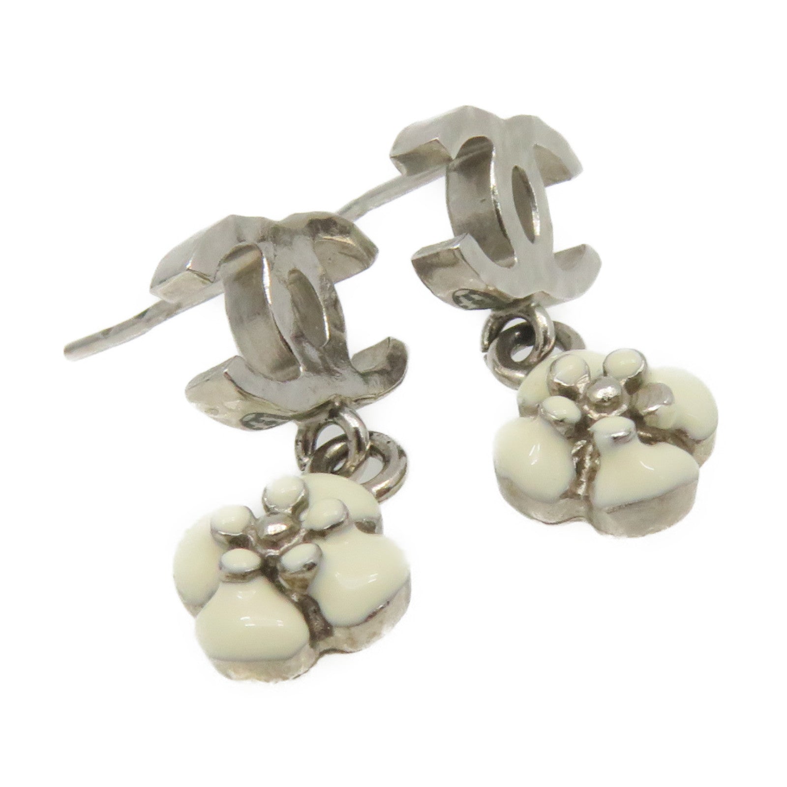 CHANEL metal CC Earrings earrings beige
