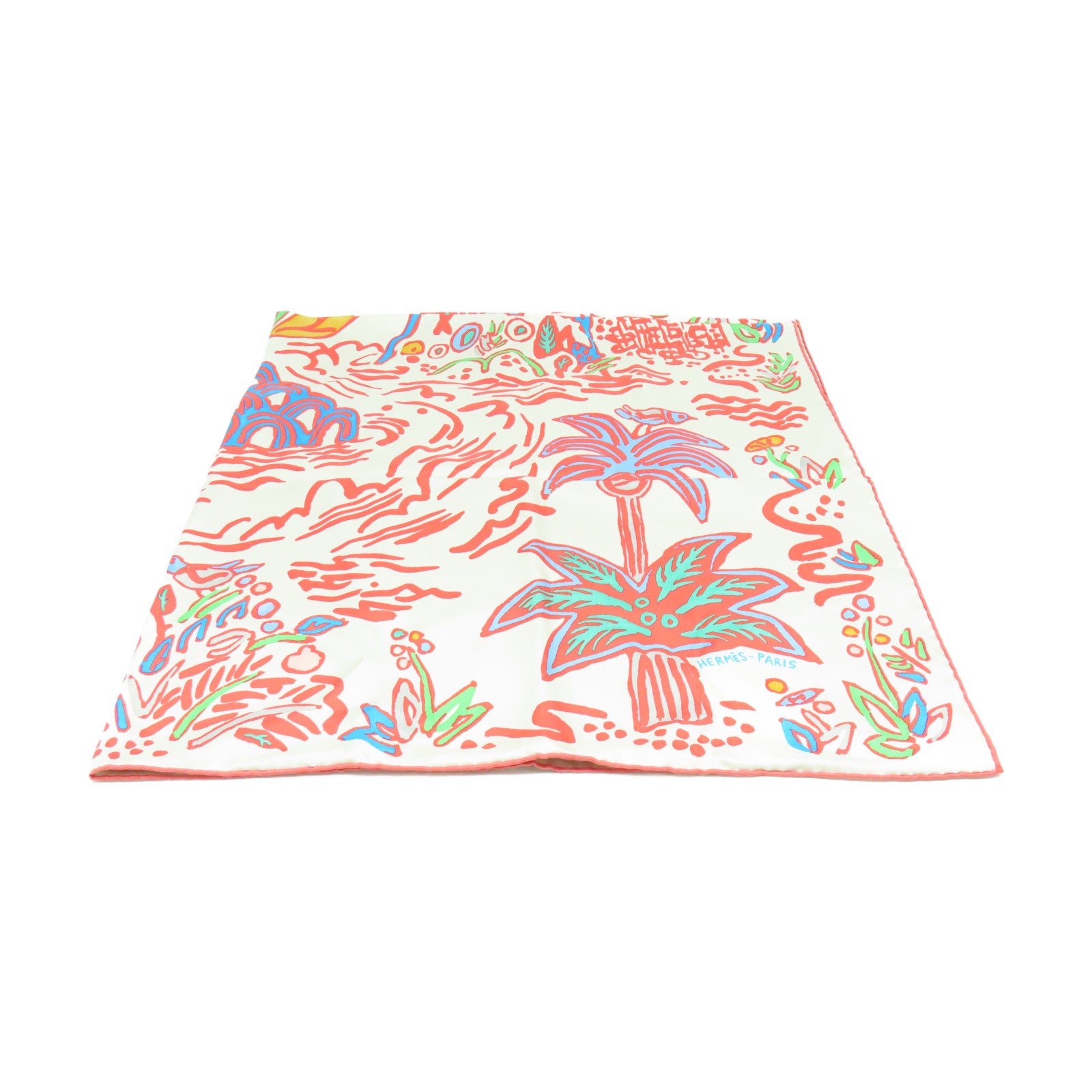 HERMES 【激減優惠】絲質Scarf圍巾米色/紅色