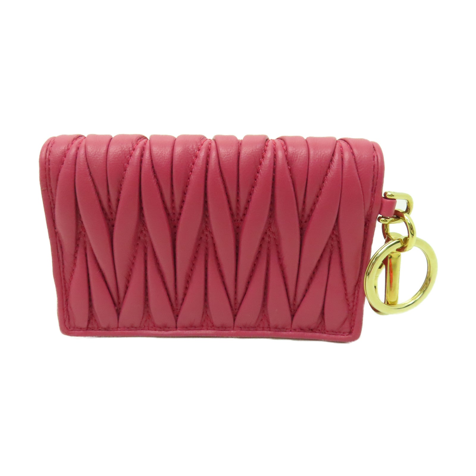 Miu Miu 羊皮皮革Card Case金扣卡片套粉紅色