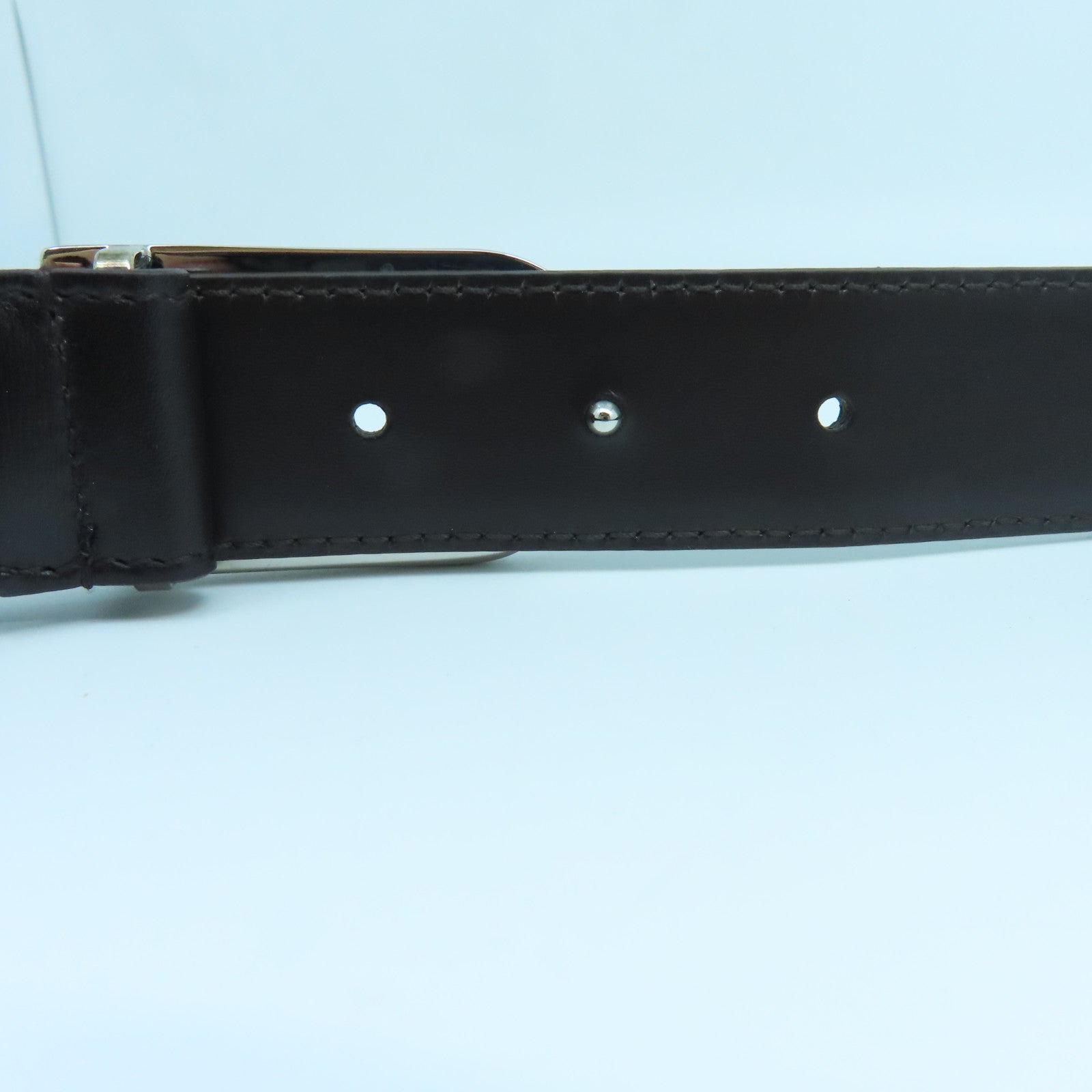 GUCCI 【激減優惠】牛皮皮革Belt銀扣皮帶黑色