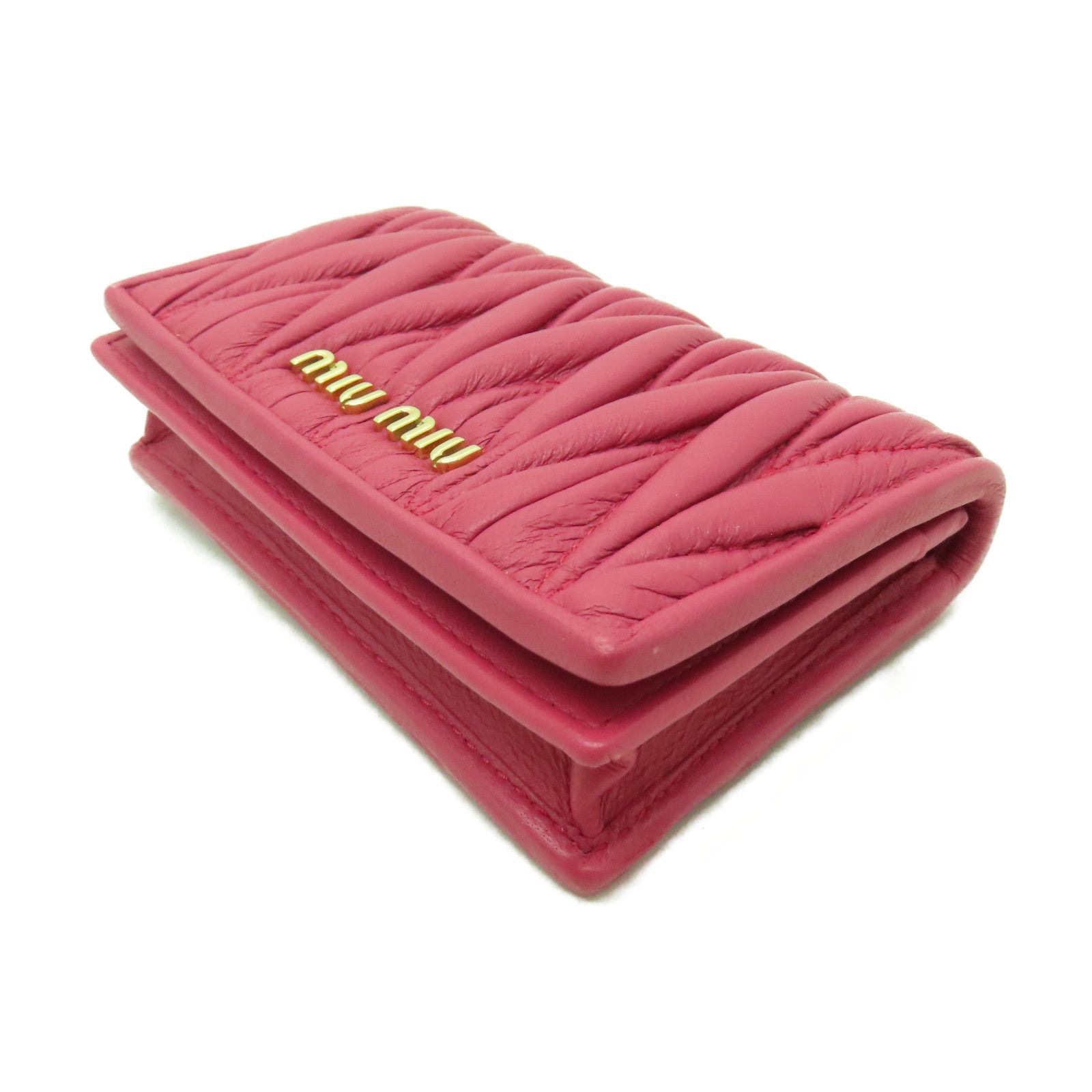 Miu Miu 羊皮皮革Card Case金扣卡片套粉紅色