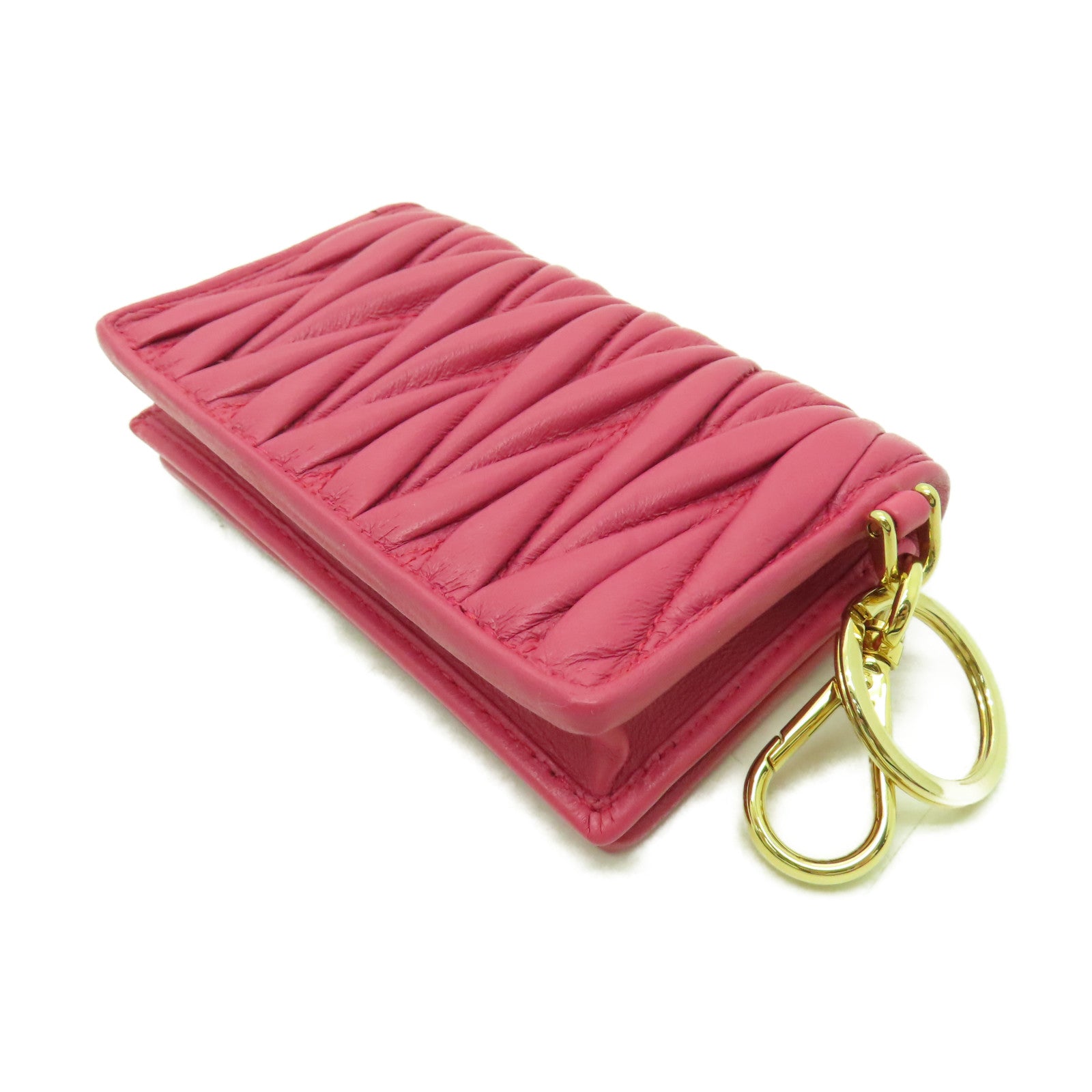 Miu Miu 羊皮皮革Card Case金扣卡片套粉紅色