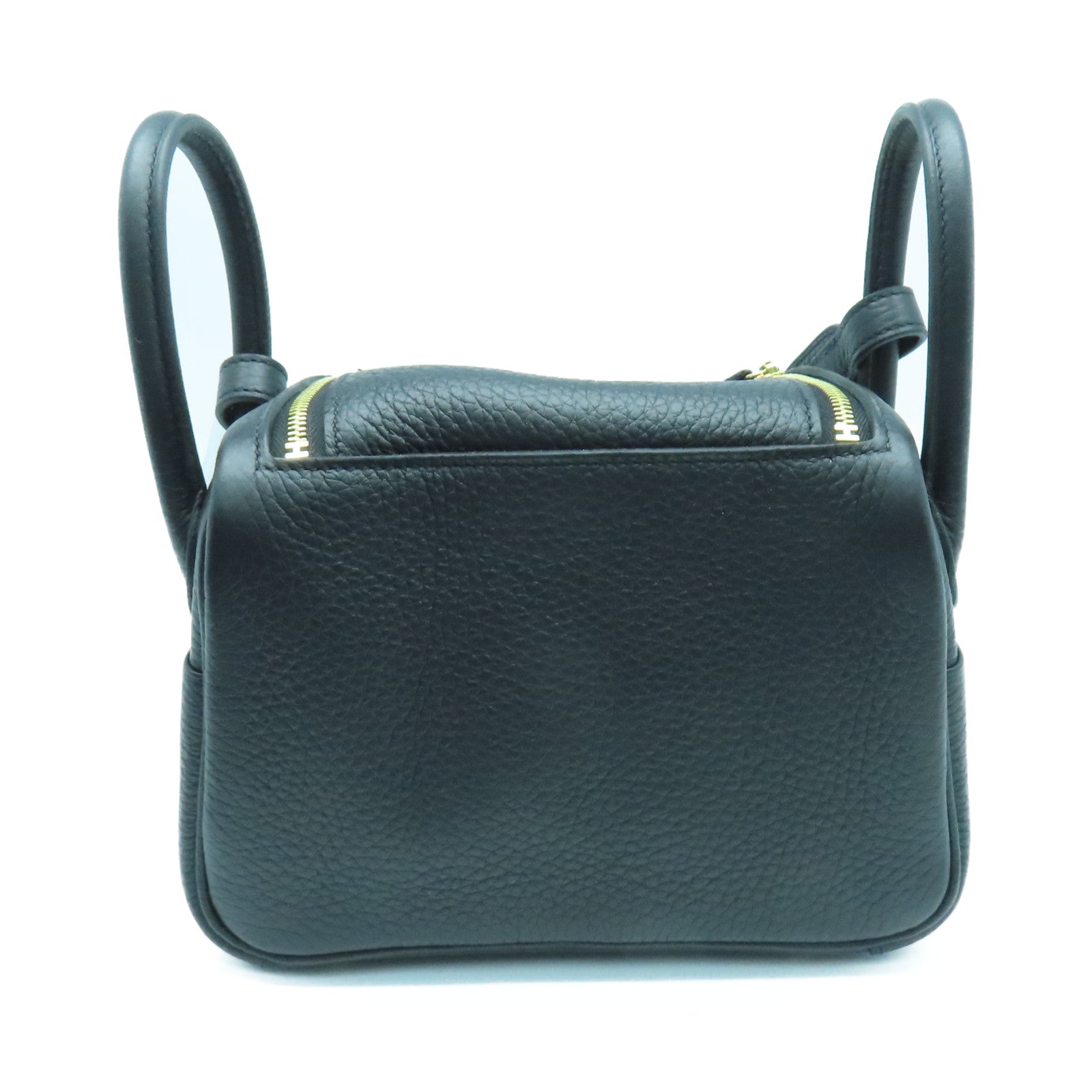 HERMES Clemence皮革Mini Lindy金扣手挽肩背兩用袋黑色