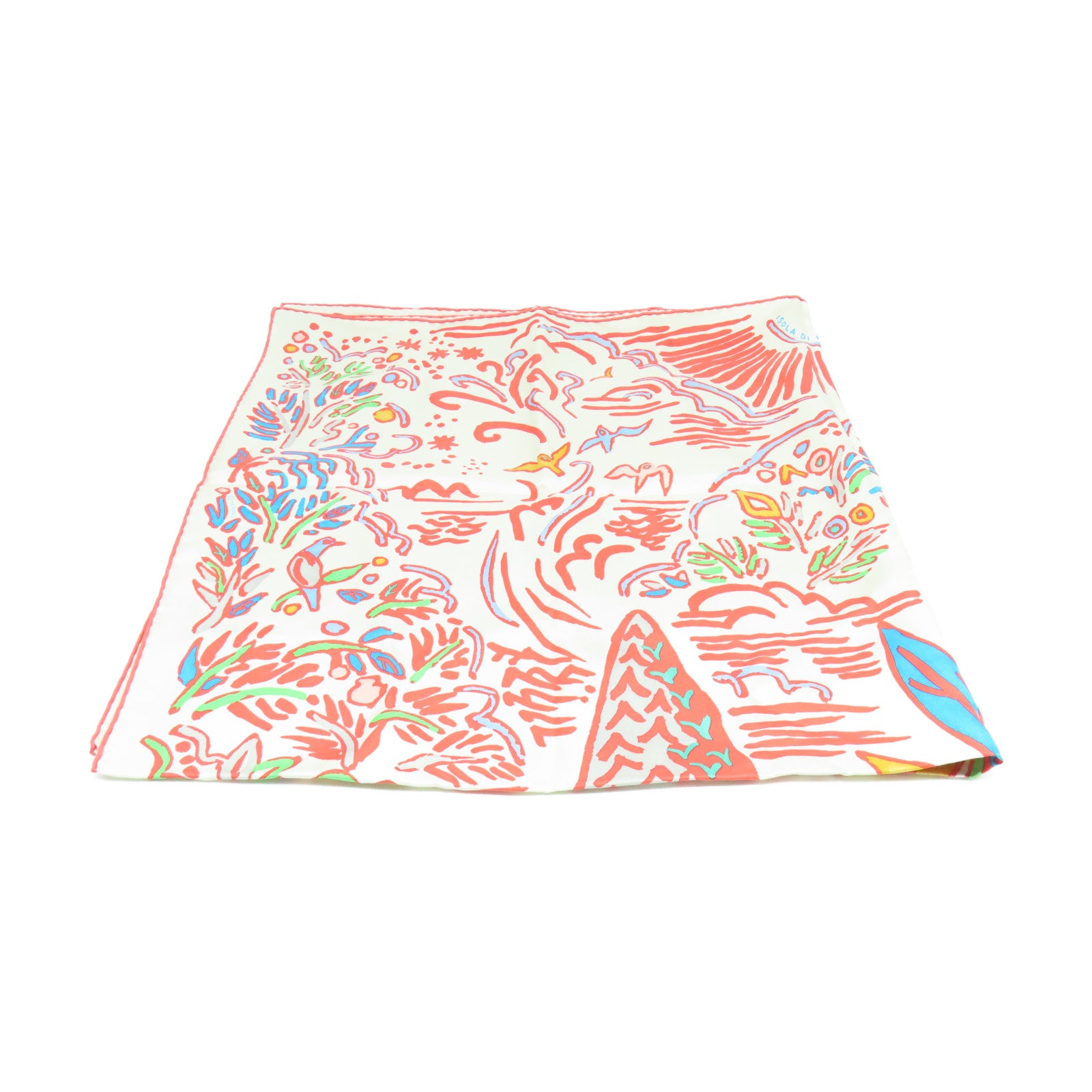 HERMES 【激減優惠】絲質Scarf圍巾米色/紅色