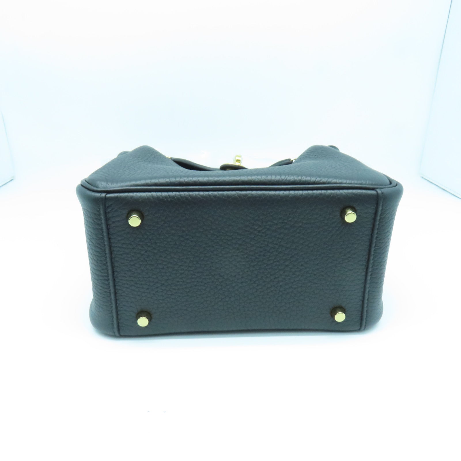 HERMES Clemence皮革Mini Lindy金扣手挽肩背兩用袋黑色