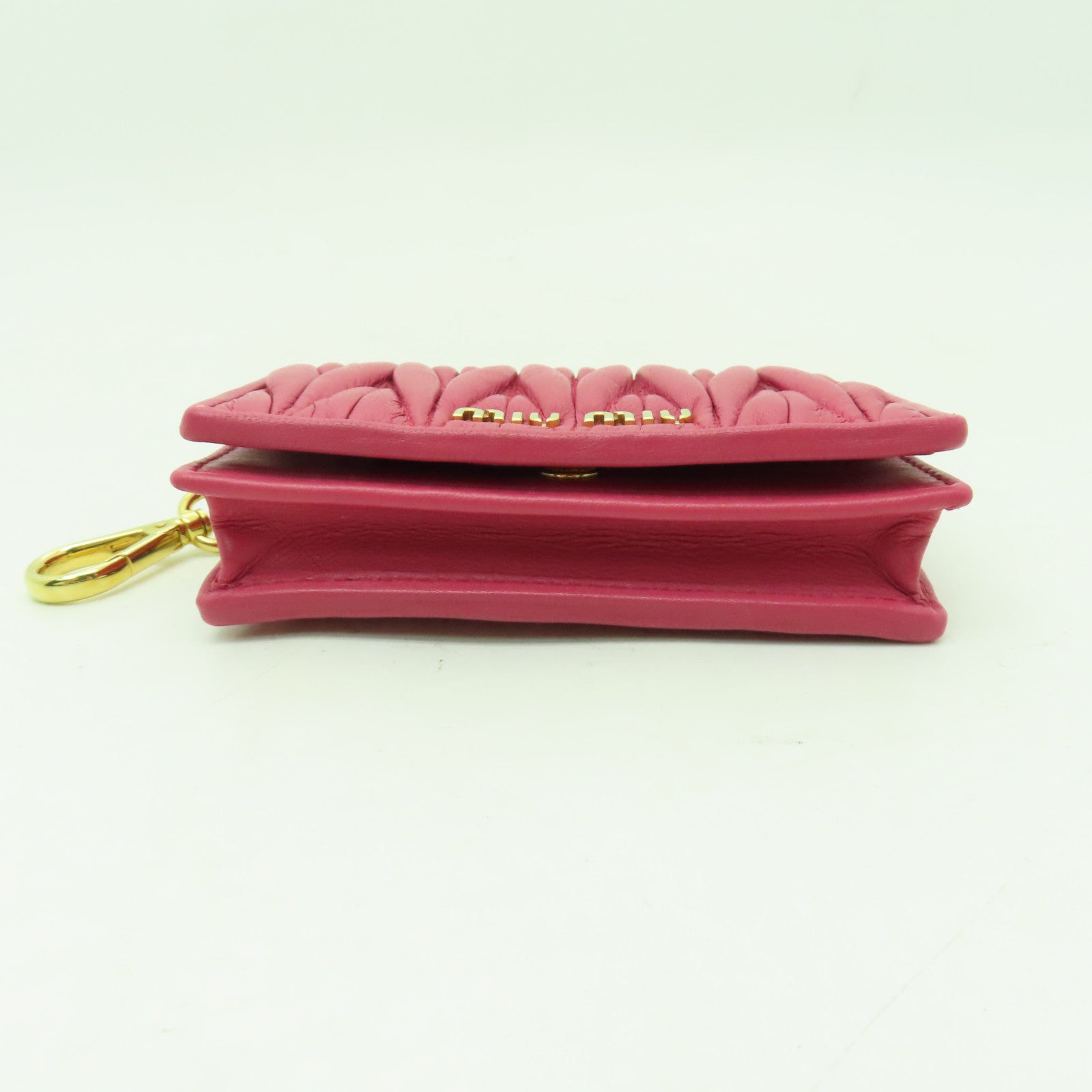 Miu Miu 羊皮皮革Card Case金扣卡片套粉紅色