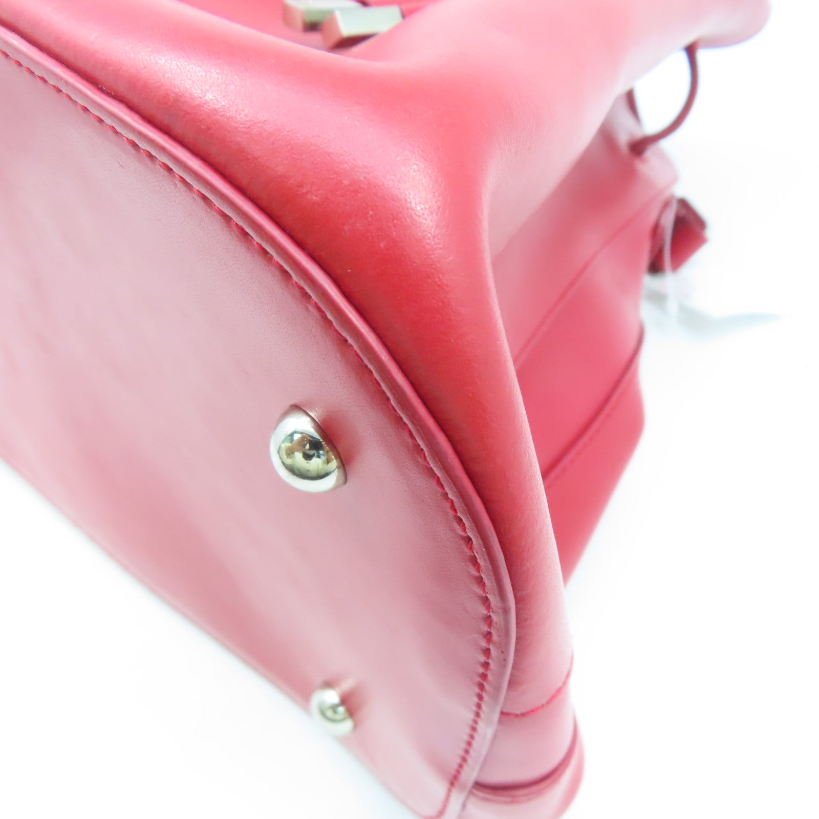 agnes b. 牛皮皮革Shoulder Bag銀扣肩背袋紅色