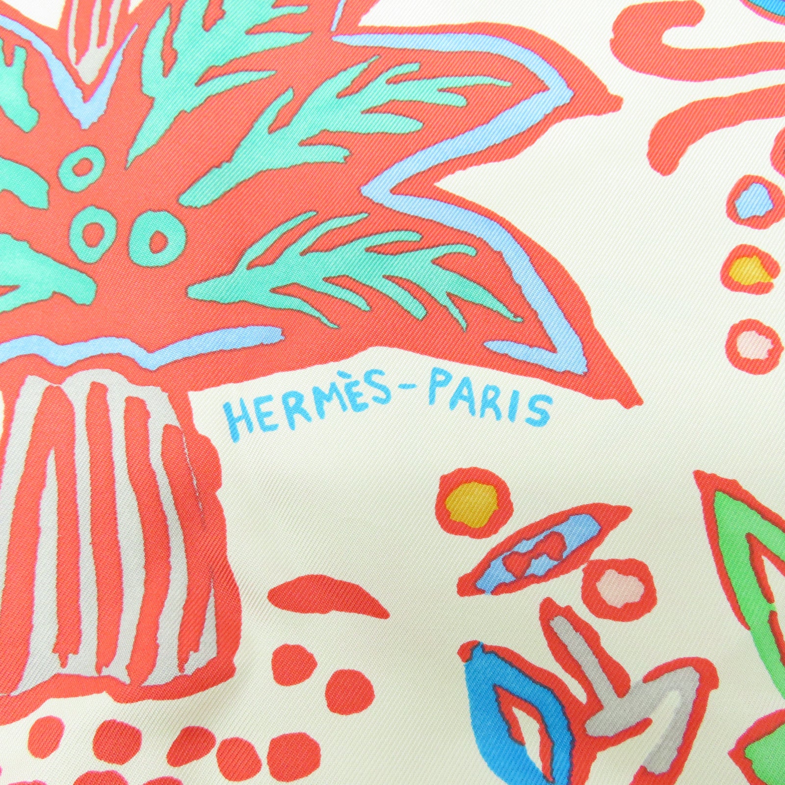 HERMES 【激減優惠】絲質Scarf圍巾米色/紅色