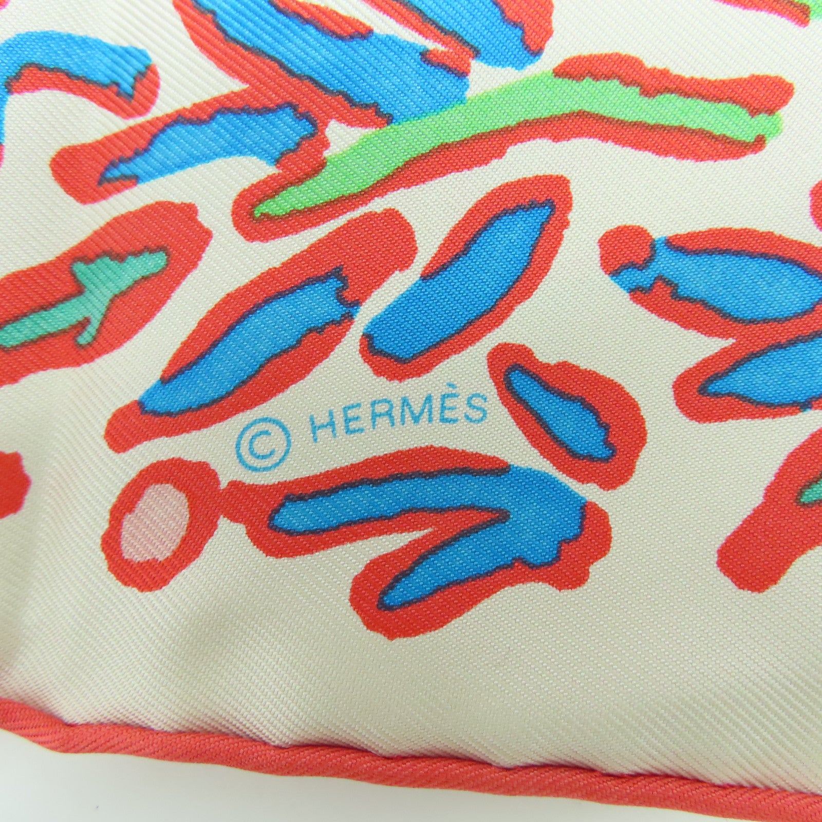 HERMES 【激減優惠】絲質Scarf圍巾米色/紅色