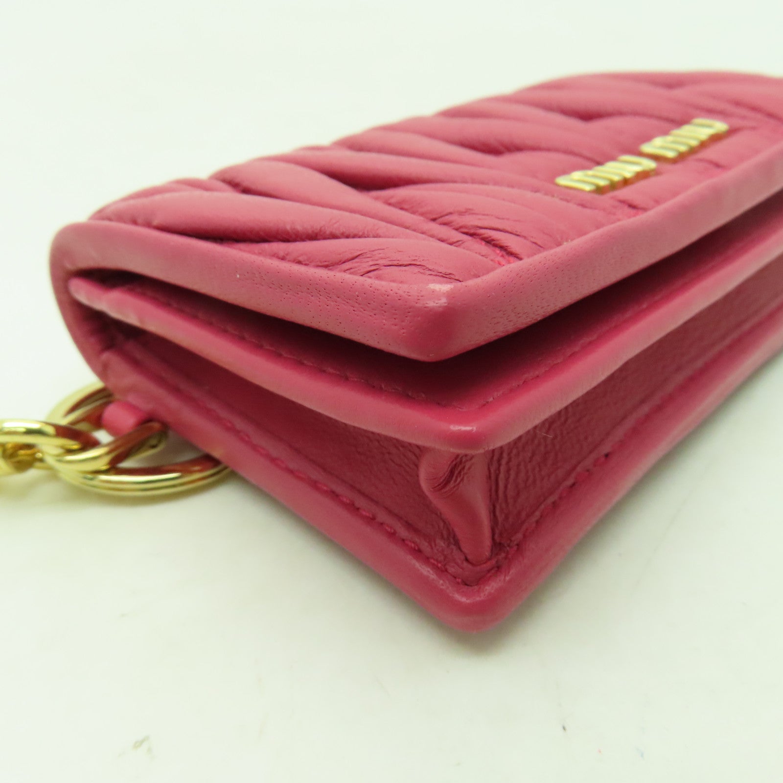Miu Miu 羊皮皮革Card Case金扣卡片套粉紅色