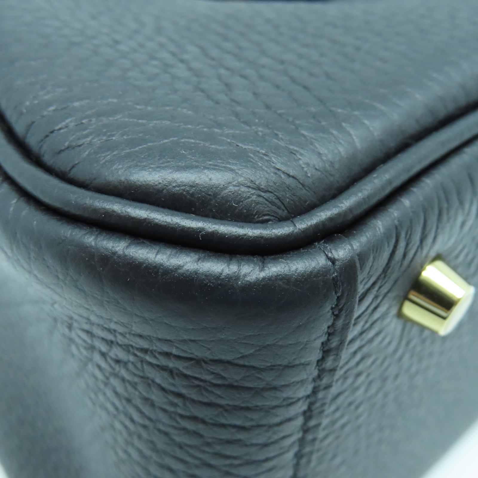 HERMES Clemence皮革Mini Lindy金扣手挽肩背兩用袋黑色